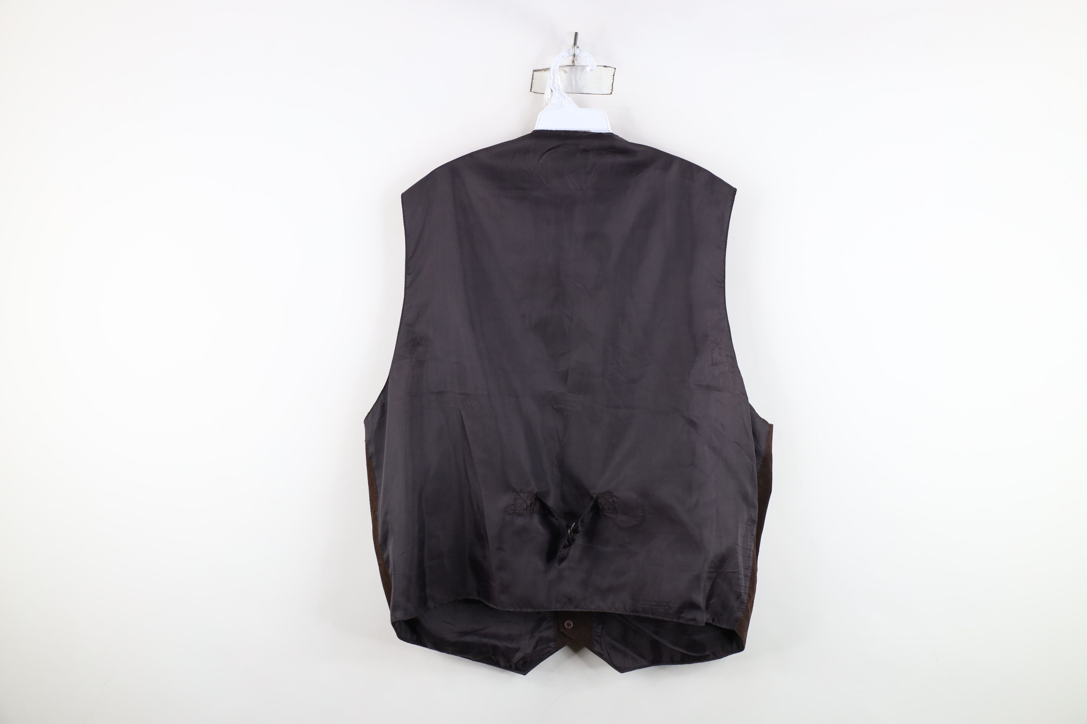 Vintage Vintage 90s Streetwear Buckle Back Suede Leather Vest Brown Size US XL / EU 56 / 4 - 13 Thumbnail