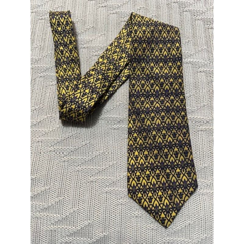 Sulka Sulka gold and navy print French silk tie Size ONE SIZE - 1 Thumbnail