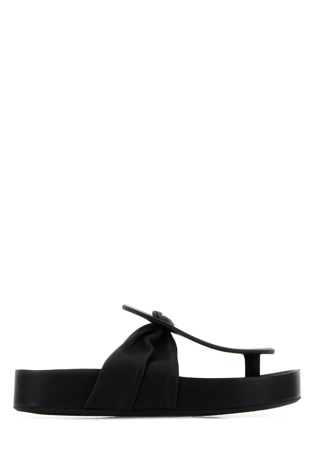 Uma Wang Black Leather Thong Slippers Size US 6 / IT 36 - 1 Thumbnail