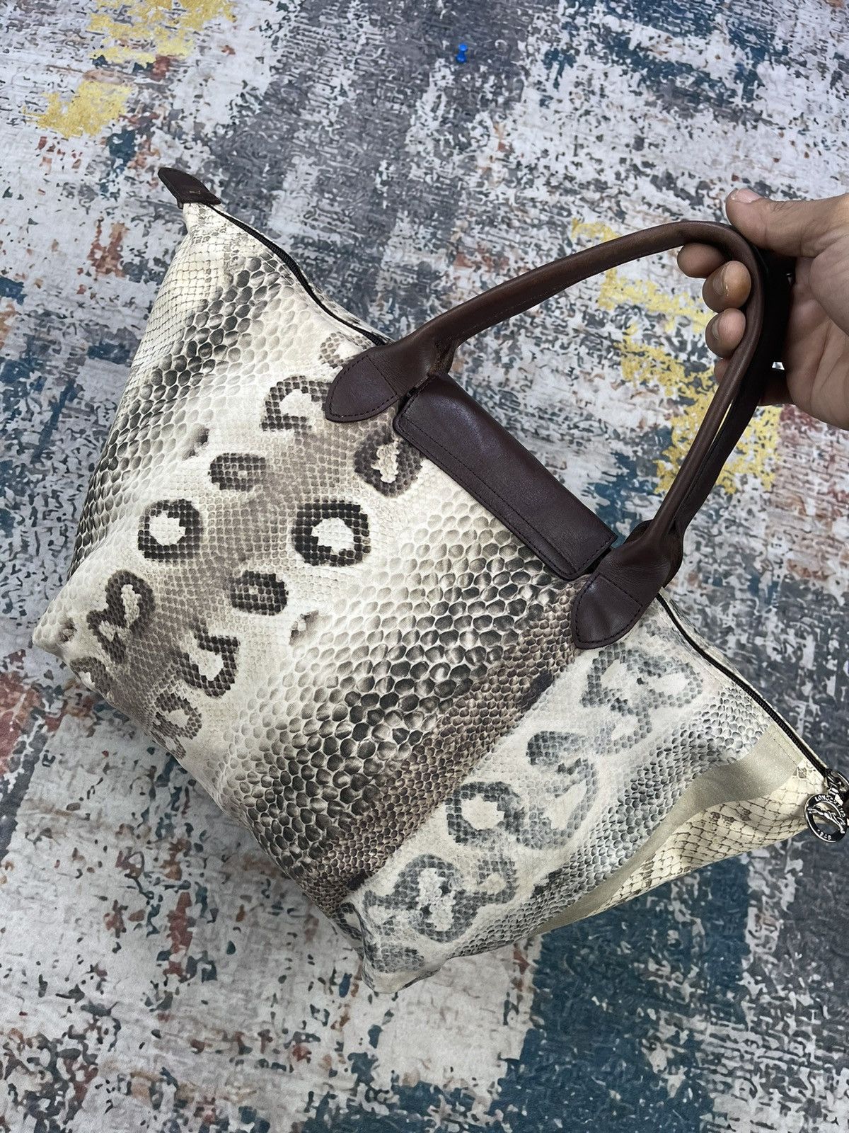 Longchamp Longchamp Le Pliage Snake Skin Print Tote Bags Size ONE SIZE - 3 Thumbnail
