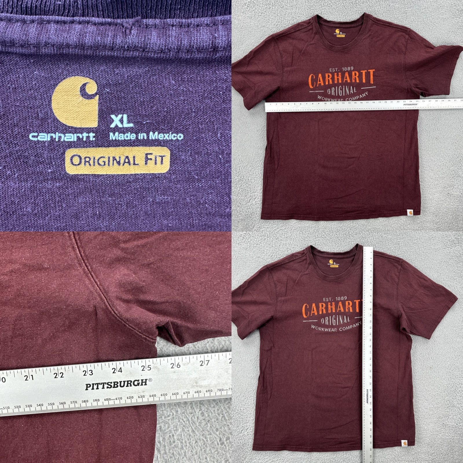 Carhartt Carhartt T-Shirt Men XL Maroon Red Graphic Print Logo EUC Regular Fit Size US XL / EU 56 / 4 - 8 Thumbnail