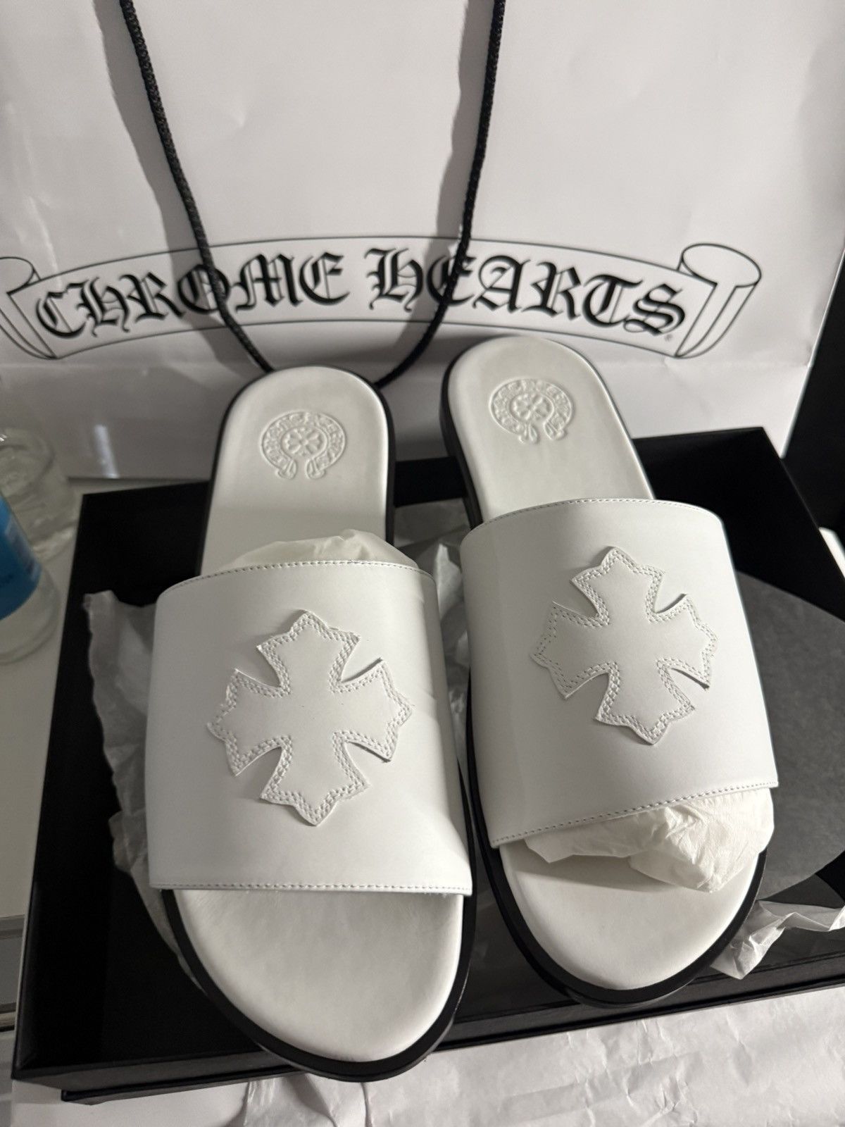 Chrome Hearts Chrome Hearts Cross Patch Slides White sz.46 Size US 13 / EU 46 - 1 Thumbnail