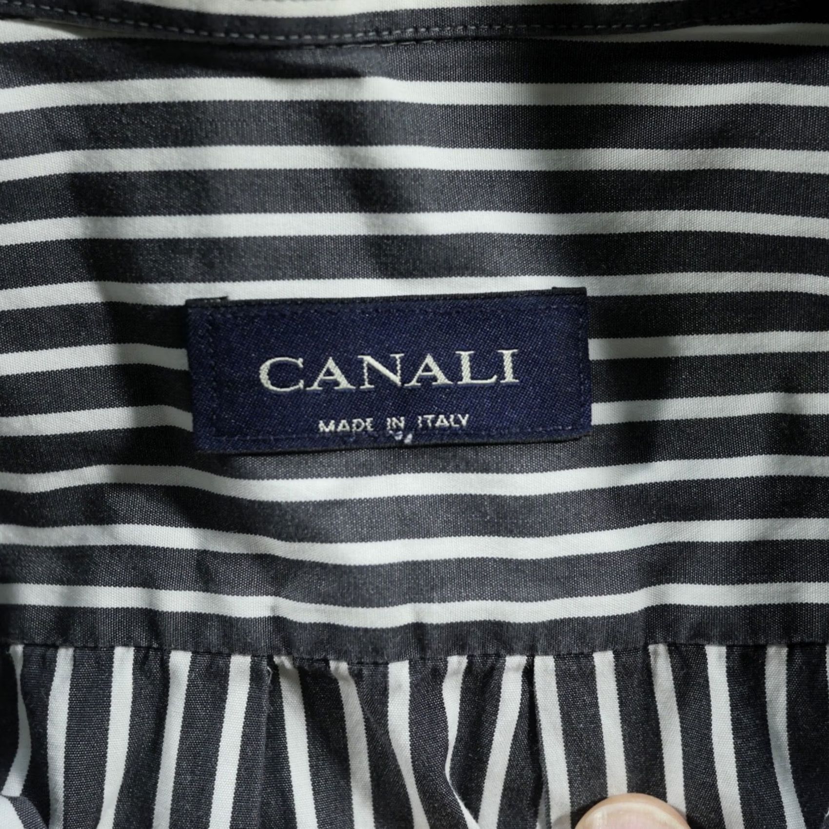 Canali Canali Shirt Mens 45 Black White Striped Barrell Cuffs Button-Down Italy Size US XXL / EU 58 / 5 - 6 Thumbnail