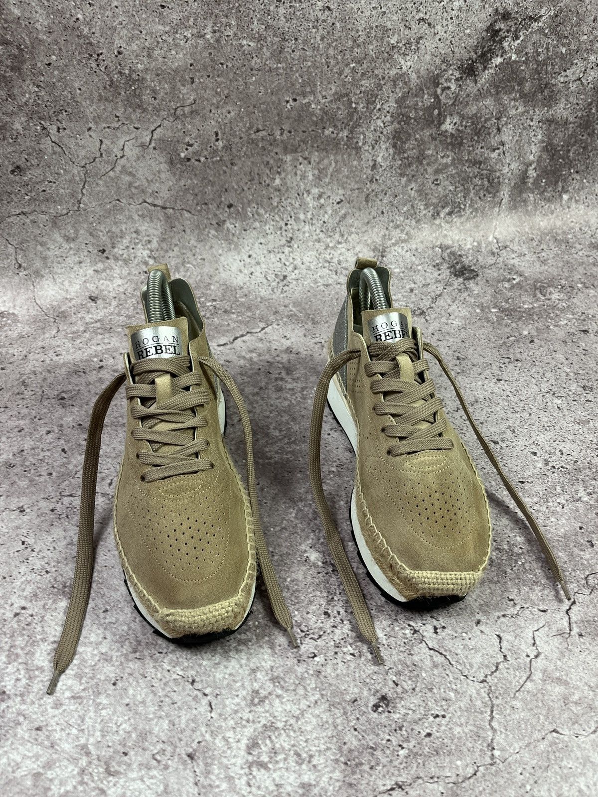 Hogan Hogan Rebel Beige Suede Espadrille Platform Sneakers Luxury Size US 8 / IT 38 - 2 Thumbnail