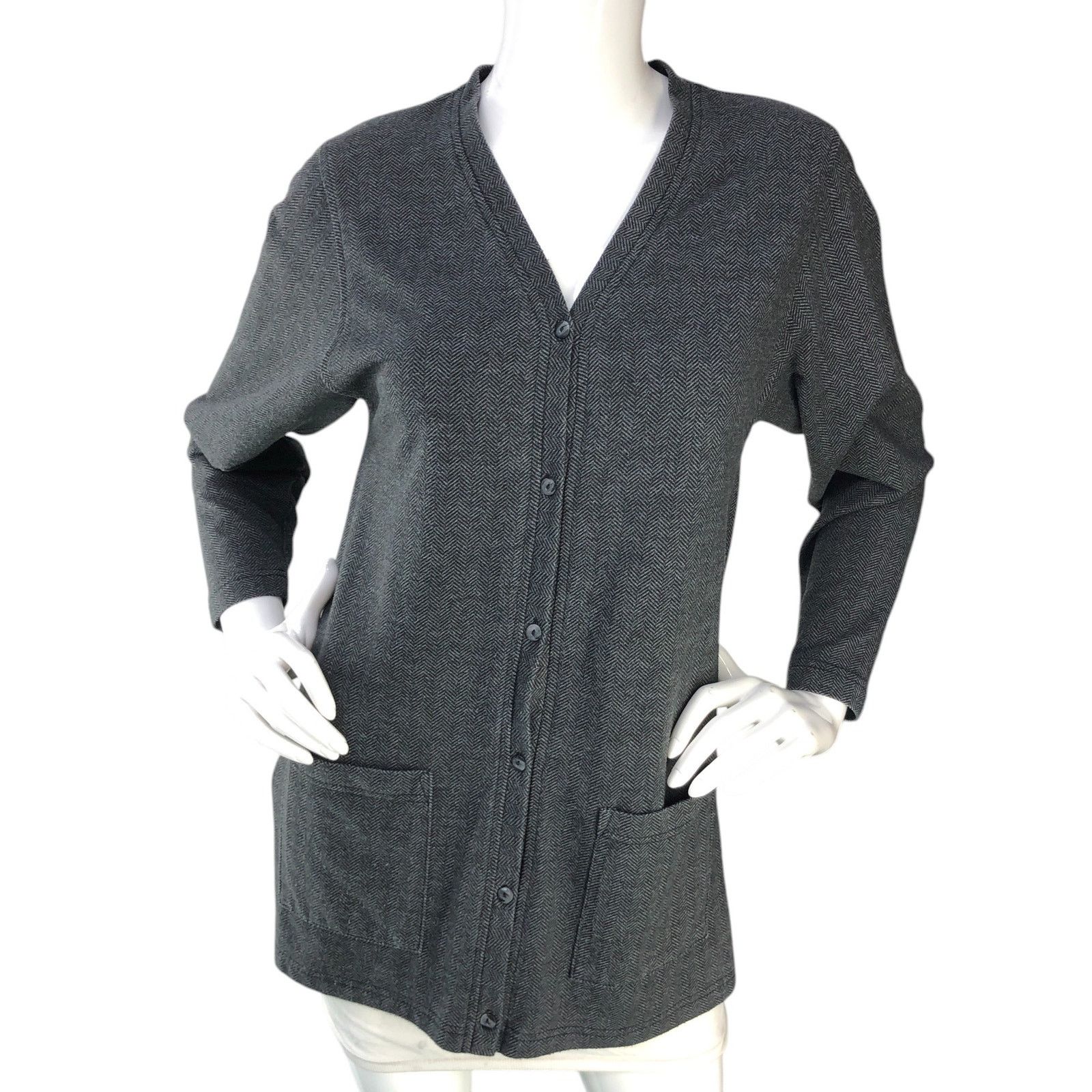 Express Express Tricot Size XS Cardigan Sweater Herringbone Gray VTG Size XS / US 0-2 / IT 36-38 - 11 Thumbnail