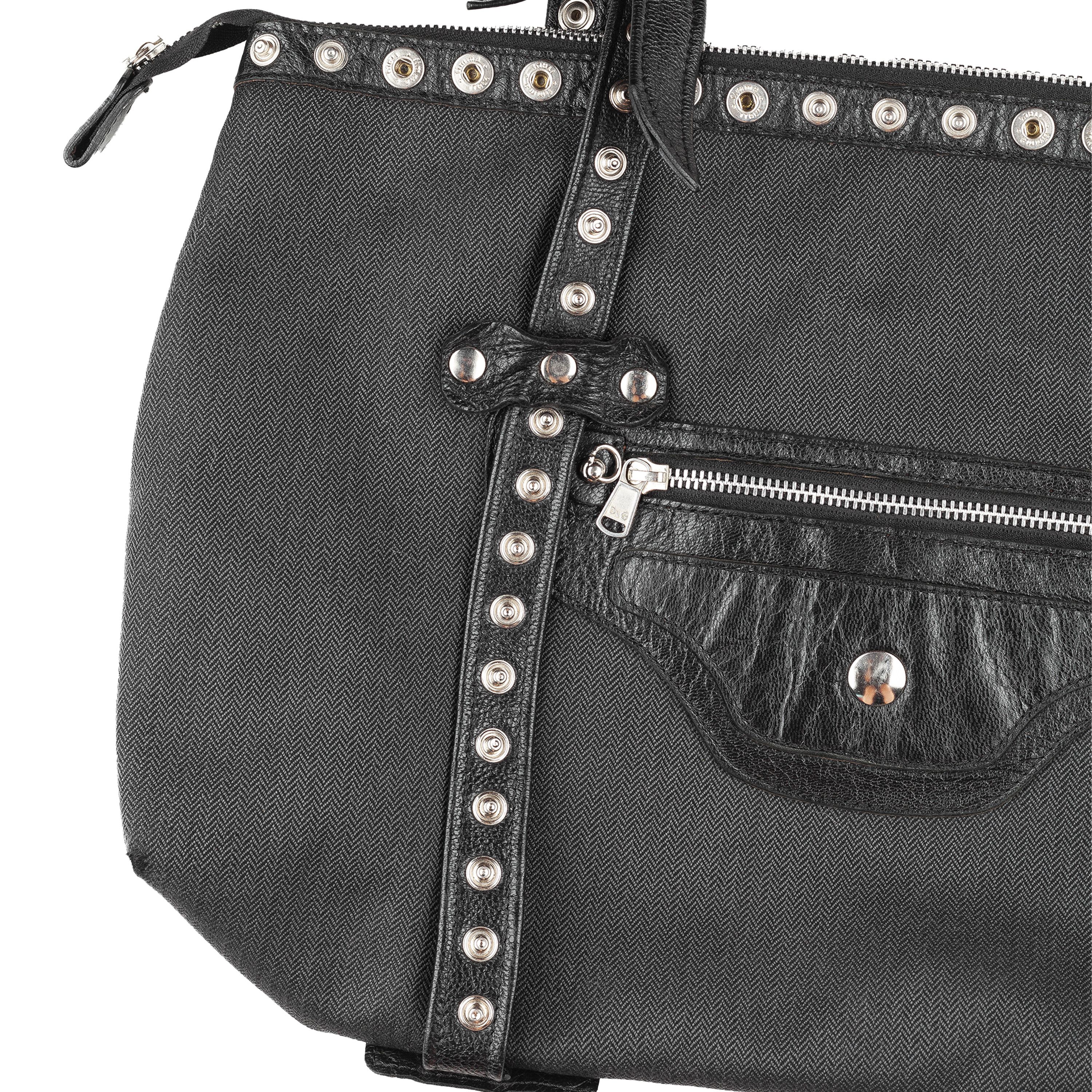 Dolce & Gabbana Dolce & Gabbana Black/Gray Pinstripe Eyelets Vintage Bag Size ONE SIZE - 5 Thumbnail