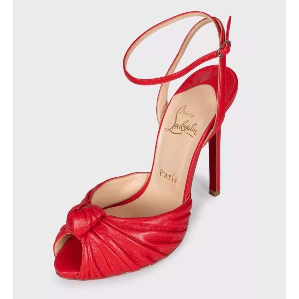 Christian Louboutin Christian Louboutin Red Leather Strappy Sandals Size 38 Size US 8 / IT 38 - 3 Thumbnail