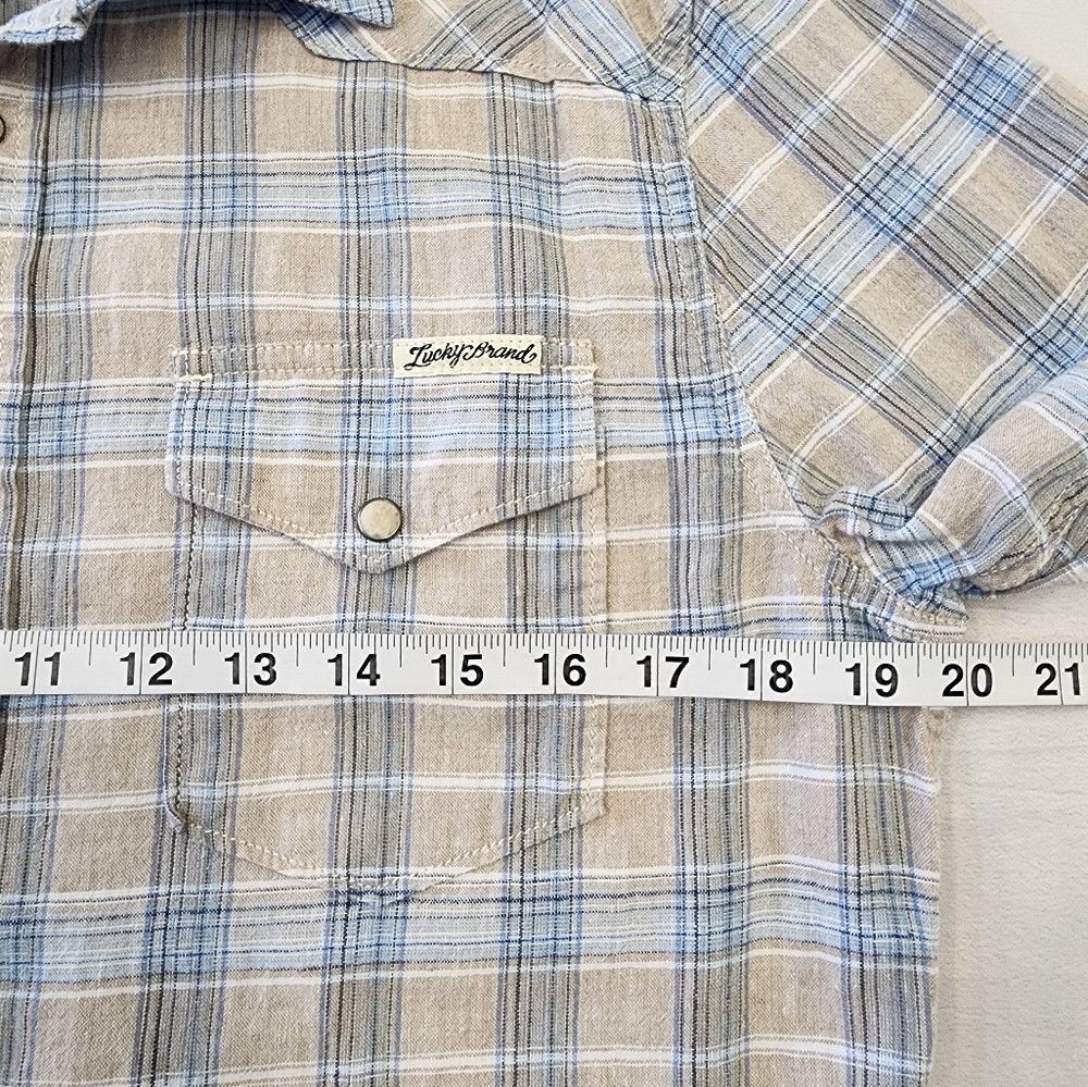 Lucky Brand LUCKY BRAND Tan Blue Plaid Shirt Western Yoke Pearl Size US S / EU 44-46 / 1 - 4 Thumbnail