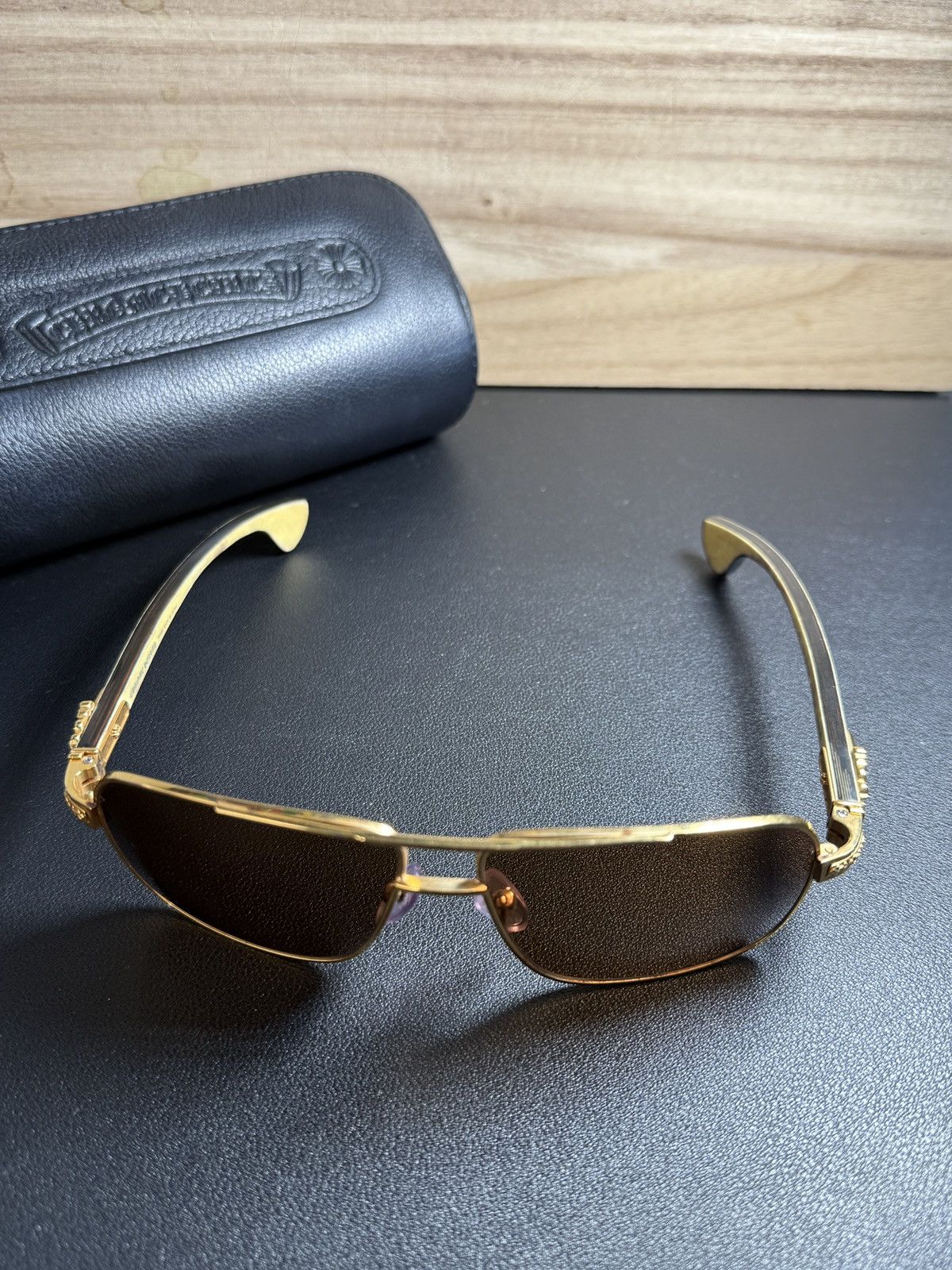 Chrome Hearts Chrome Hearts THROB Sunglasses Gold Filled White Ebony Size ONE SIZE - 16 Thumbnail