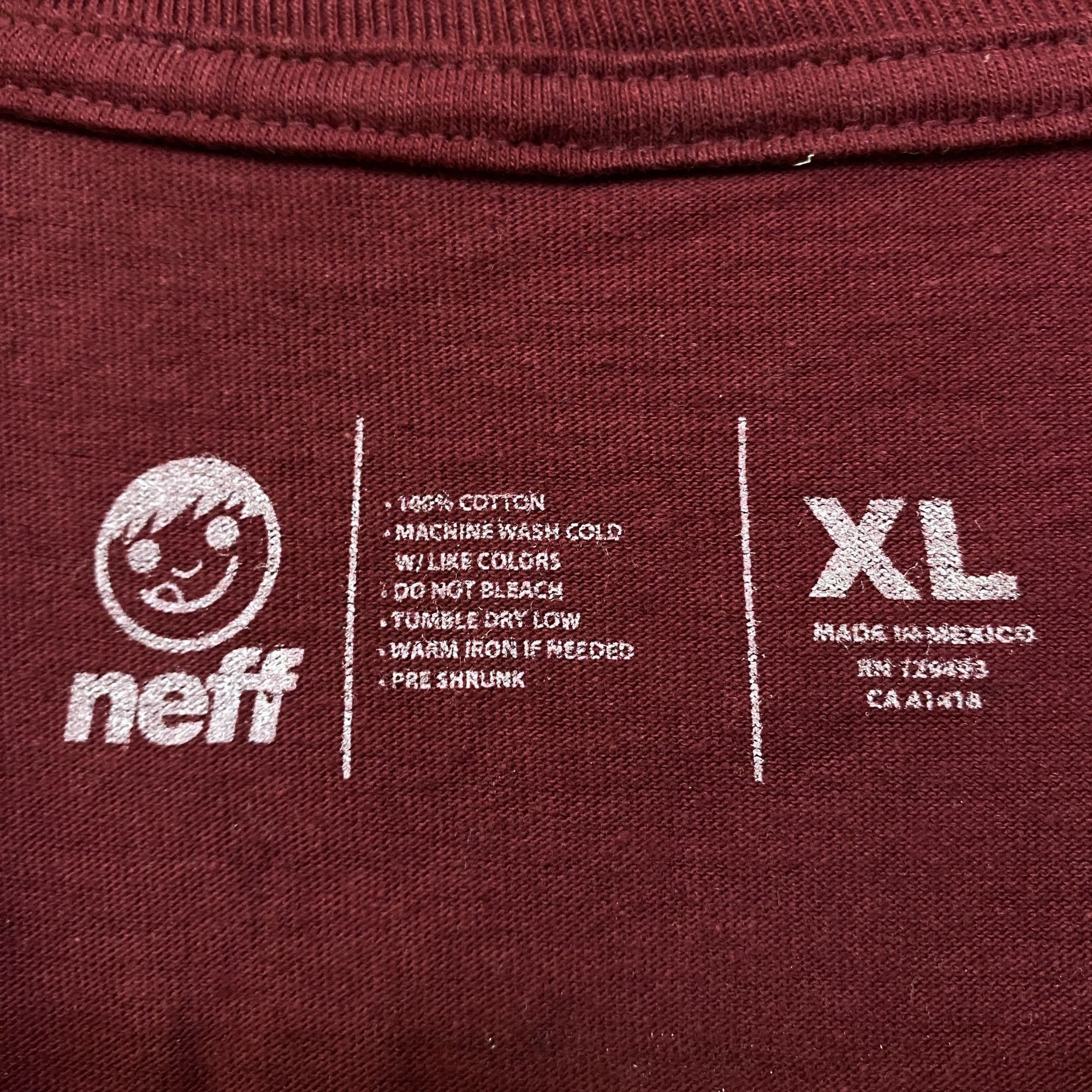 NEFF Neff Street Wear Burgundy Tshirt size Extra Large Size US XL / EU 56 / 4 - 4 Thumbnail