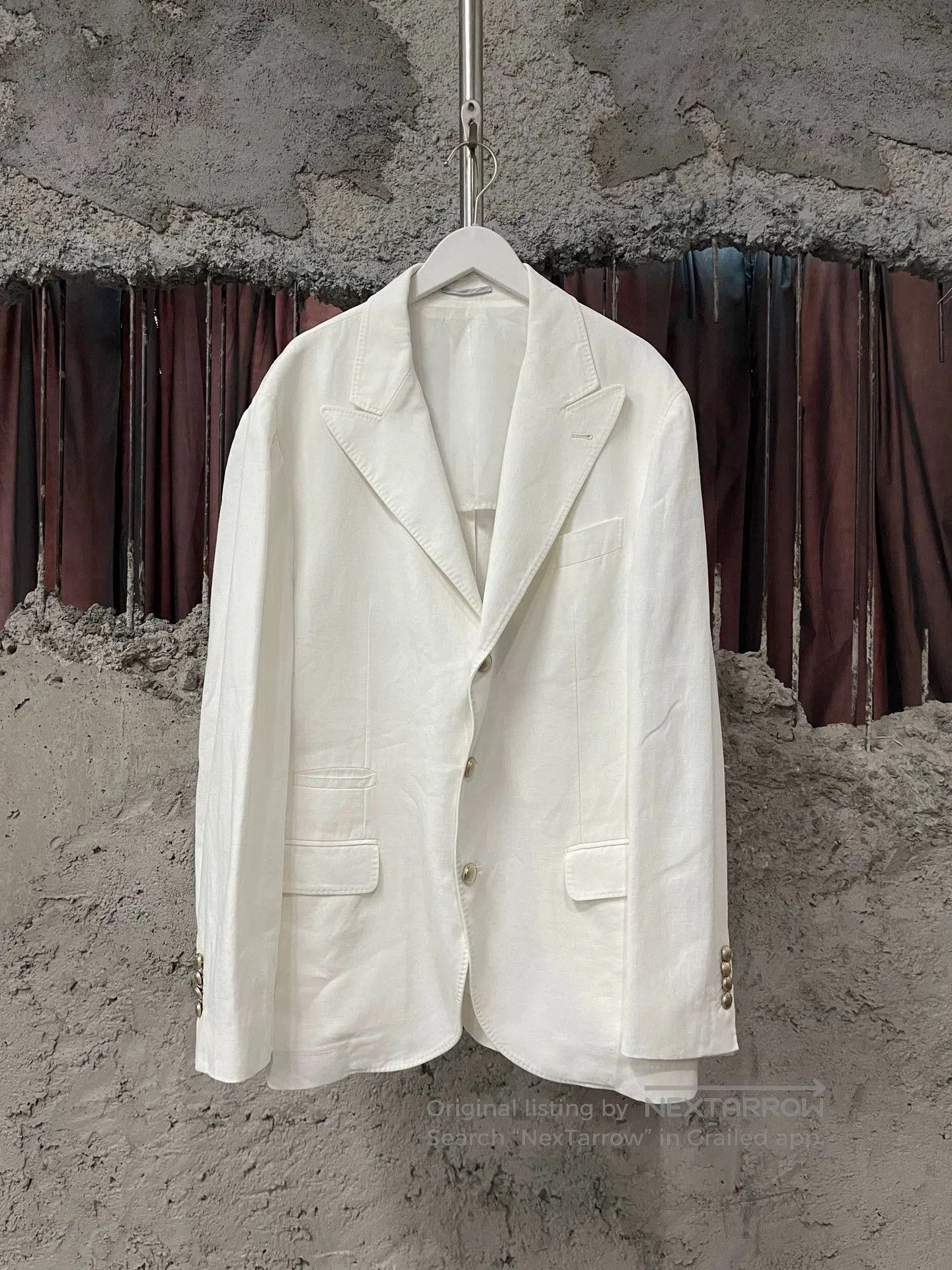 Brunello Cucinelli White Single-Breasted Blazer. Size US M / EU 48-50 / 2 - 1 Thumbnail