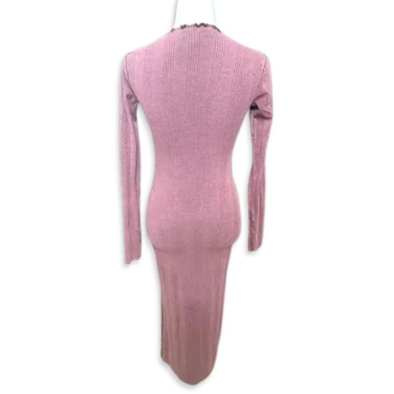 Treasure & Bond Treasure & Bond Midi Dress Bodycon Lettuce Edge Burgundy XXS Size XXS / US 00 / IT 34 - 5 Thumbnail