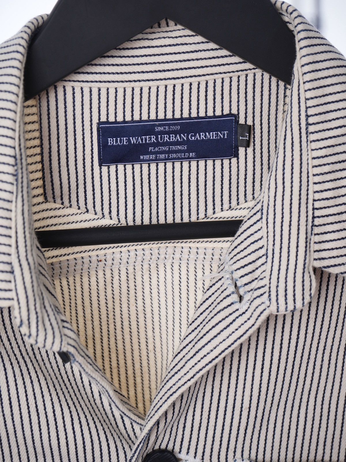 Japanese Brand Blue Water Urban Garment - Striped Chore Denim Jacket Size US L / EU 52-54 / 3 - 4 Thumbnail