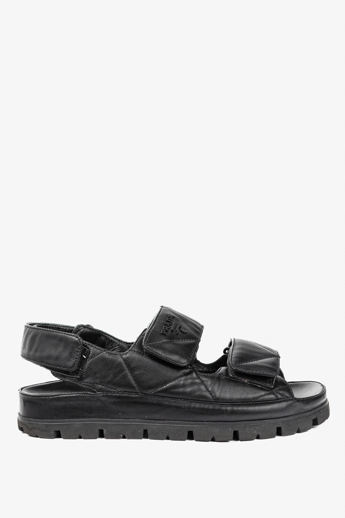 Prada Prada Black Quilted Lamb Leather Sandals Size US 5.5 / IT 35.5 - 2 Thumbnail