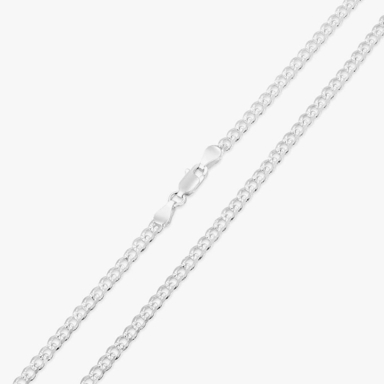 Sterling Silver NEW .925 Solid Silver 18” Chain Cuban Link Diamond Necklace Size ONE SIZE - 8 Thumbnail