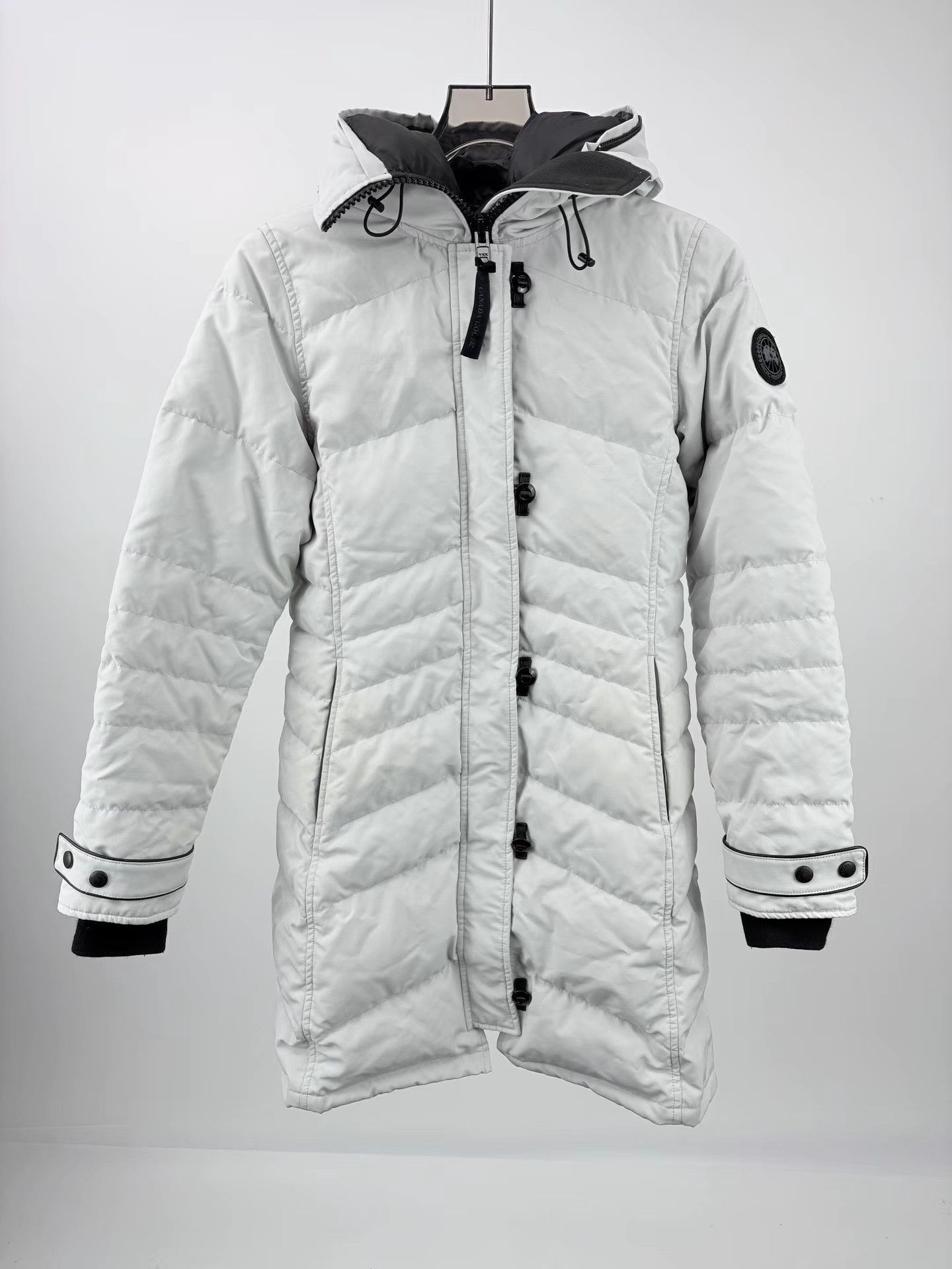 Canada Goose CANADA GOOSE Light Grey Black Label Long Down Parka Size S / US 4 / IT 40 - 1 Thumbnail