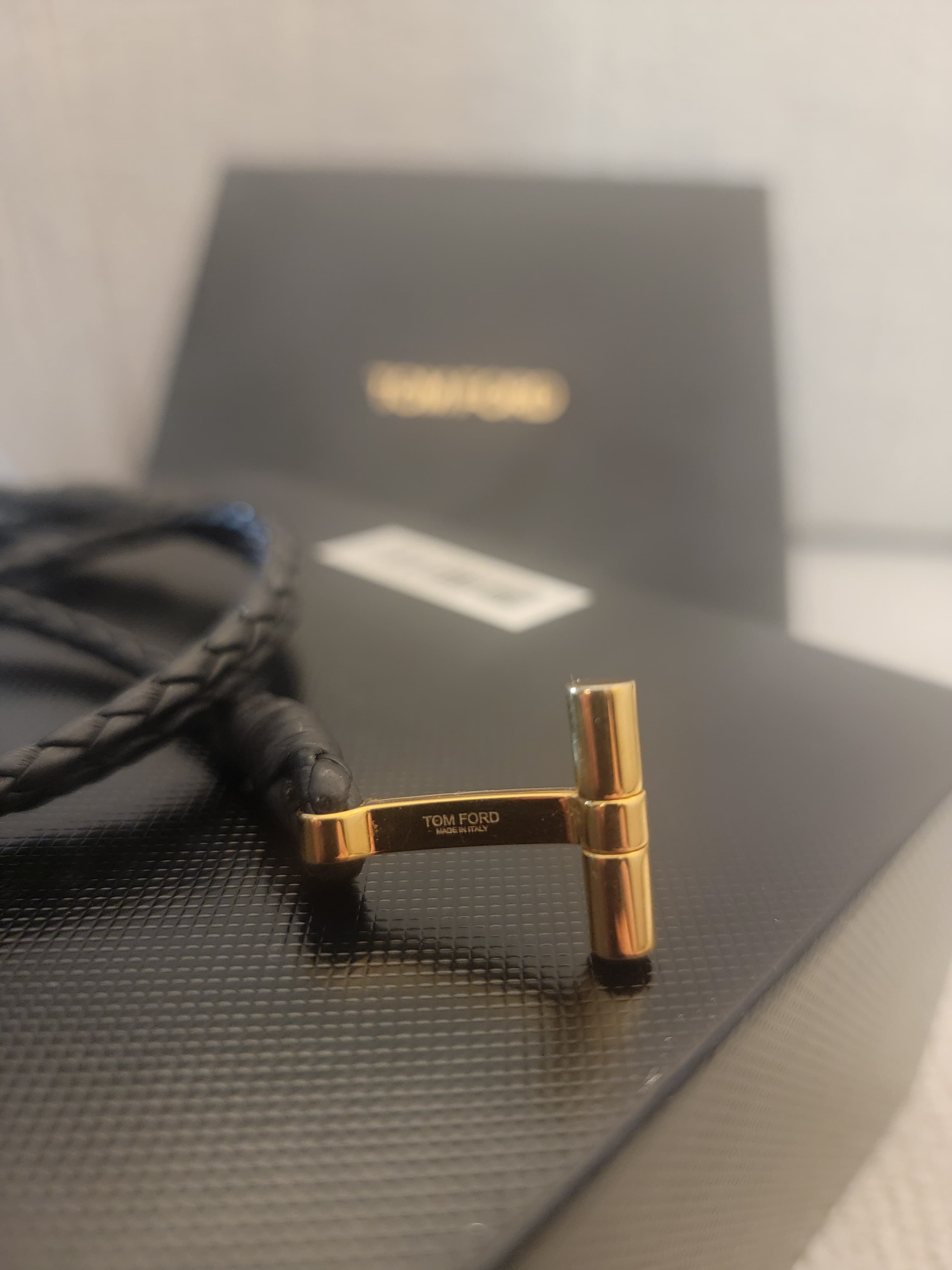Tom Ford TOM FORD: Black Braided Leather Bracelet Size ONE SIZE - 7 Thumbnail