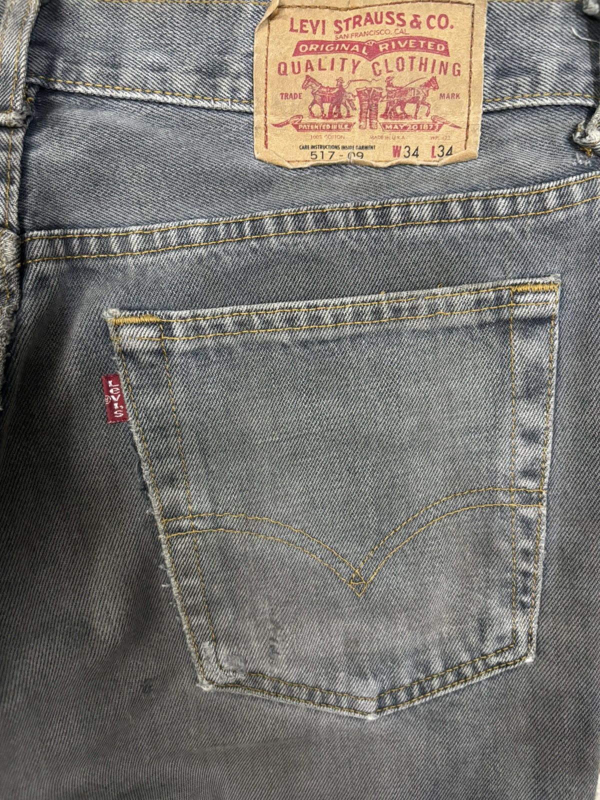 Levi's Vintage 90s Levis 517 Blue-Gray Faded Flare Distressed Jeans Size US 33 - 13 Thumbnail