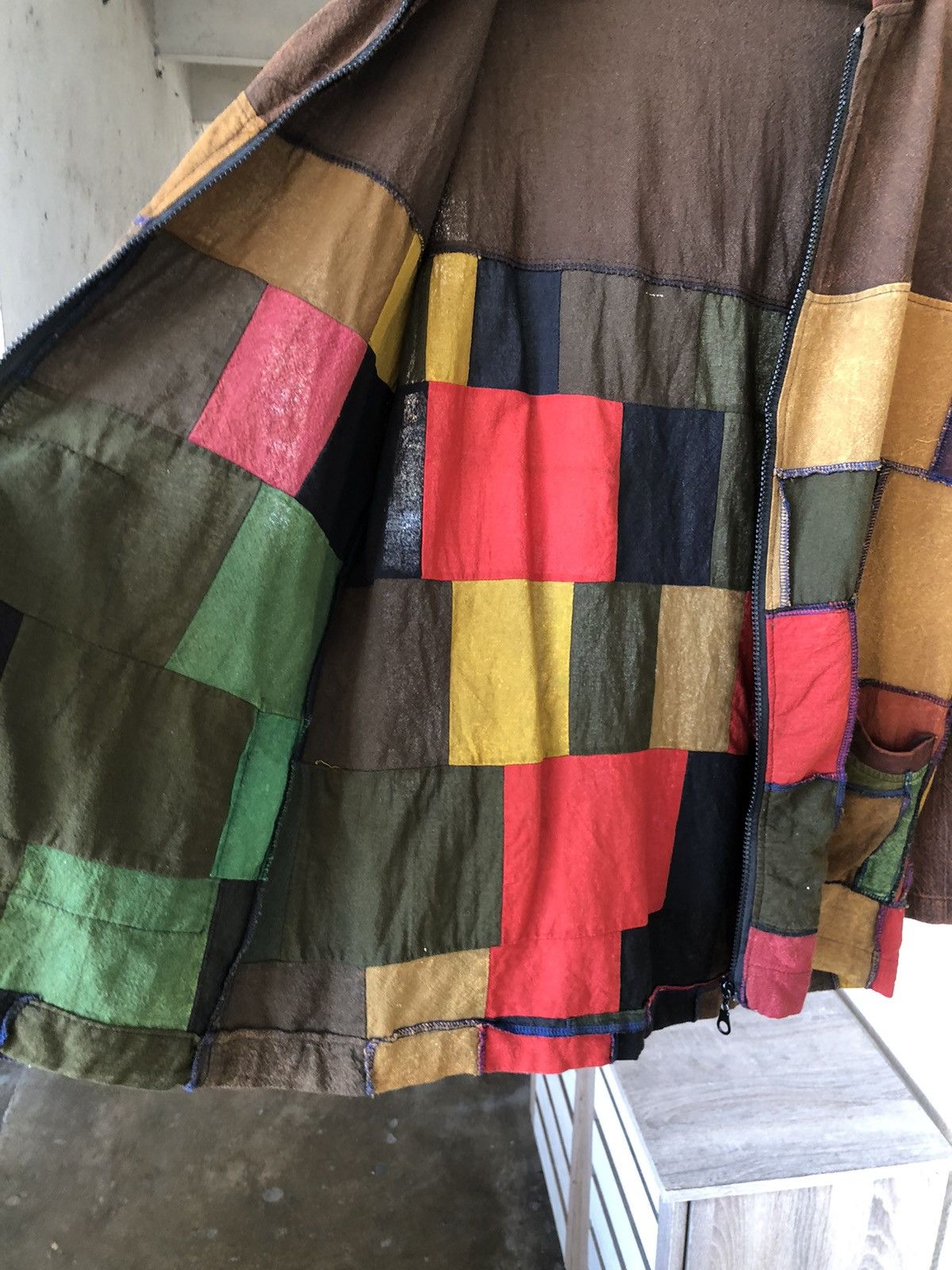 Vintage Unbrands Patchwork Zipper Jacket Hoodie Size US L / EU 52-54 / 3 - 15 Thumbnail