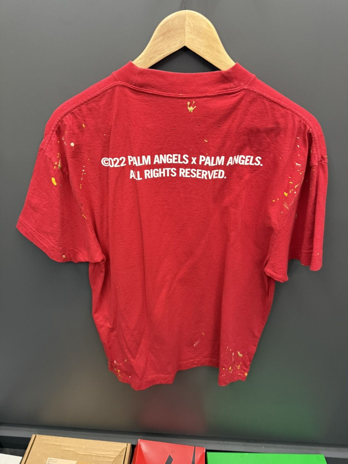 Palm Angels Palm Angels 2022 Red / Gold Palm Tree Painter T-Shirt Size US M / EU 48-50 / 2 - 2 Thumbnail
