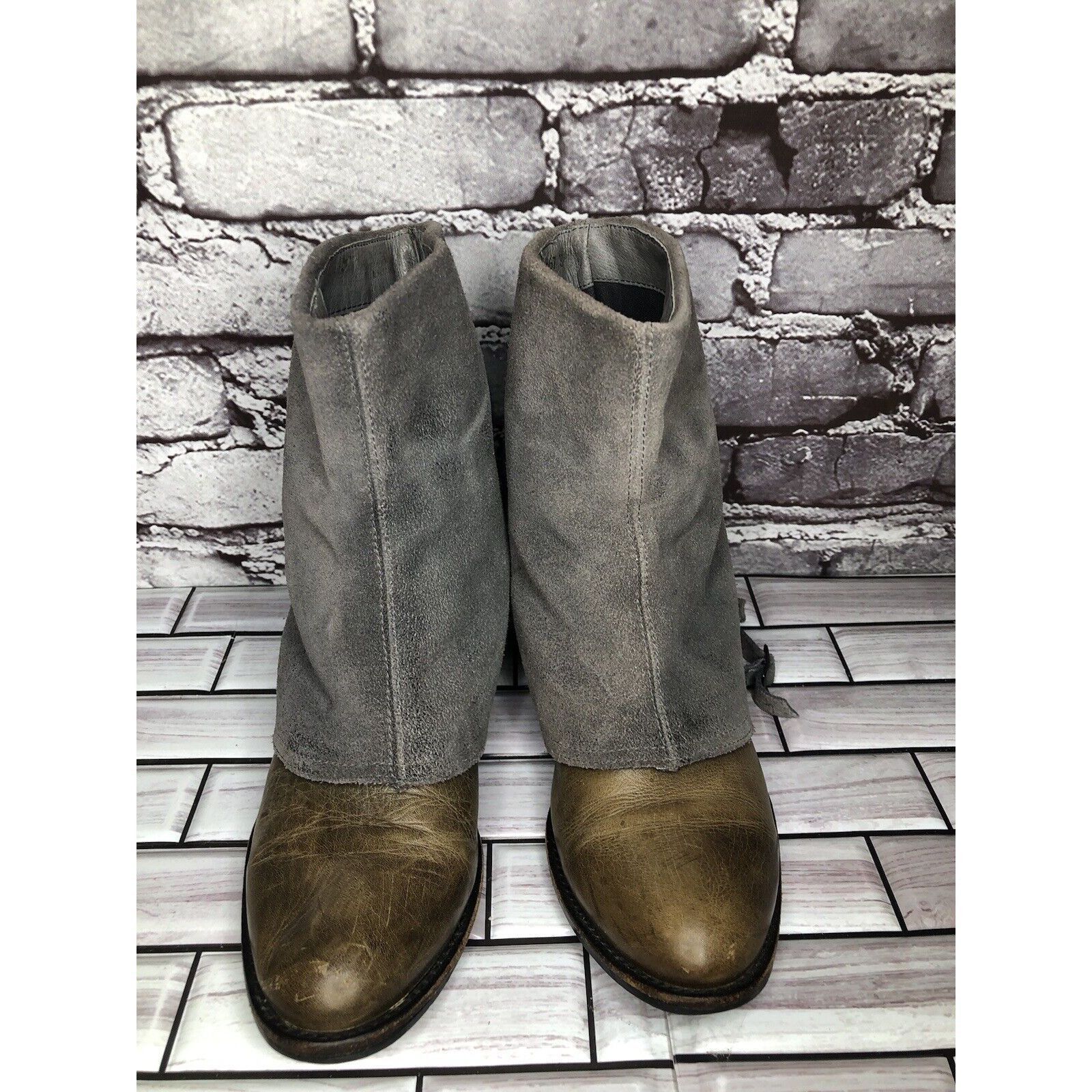 Other Antelope Gray Suede Taupe Leather Dress Casual Heel Boots Wo Size US 6.5 / IT 36.5 - 15 Thumbnail