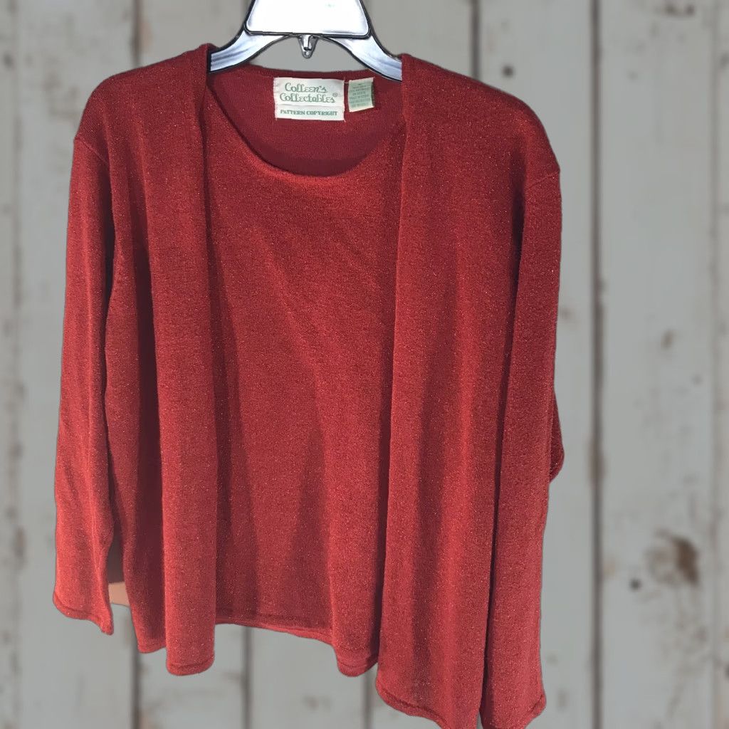 Vintage Colleen’s Collectibles Women's Cardigan Sweater Fall Winter Lightweight Silk Blend Metallic Red M Size M / US 6-8 / IT 42-44 - 1 Thumbnail
