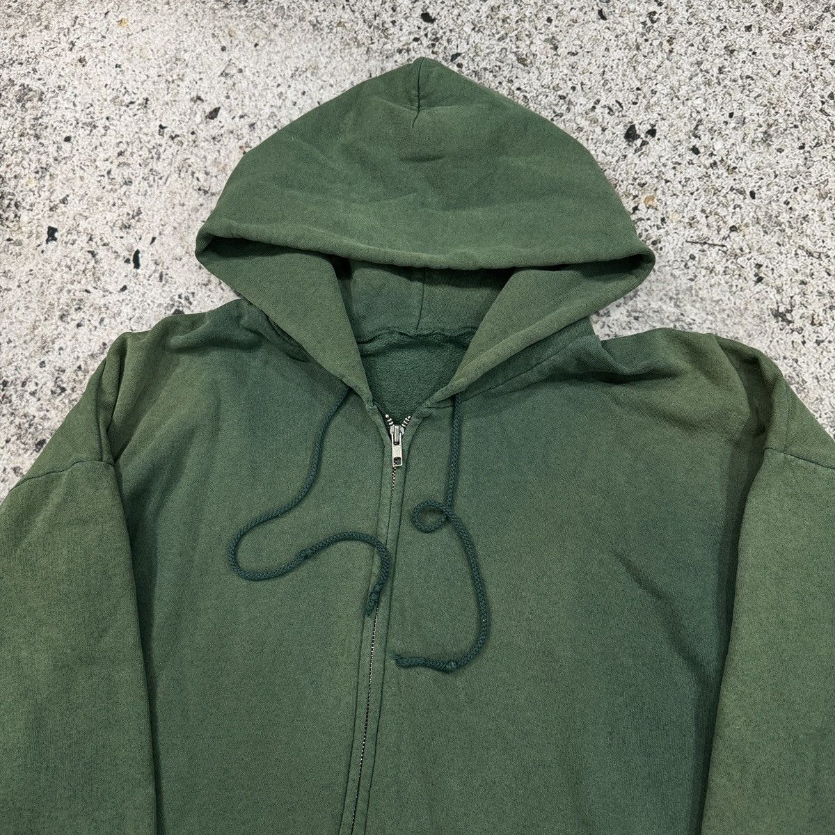 Vintage 90s Oversized Thrashed Faded Green Zip Up Hoodie ERD Grunge Size US XL / EU 56 / 4 - 4 Thumbnail