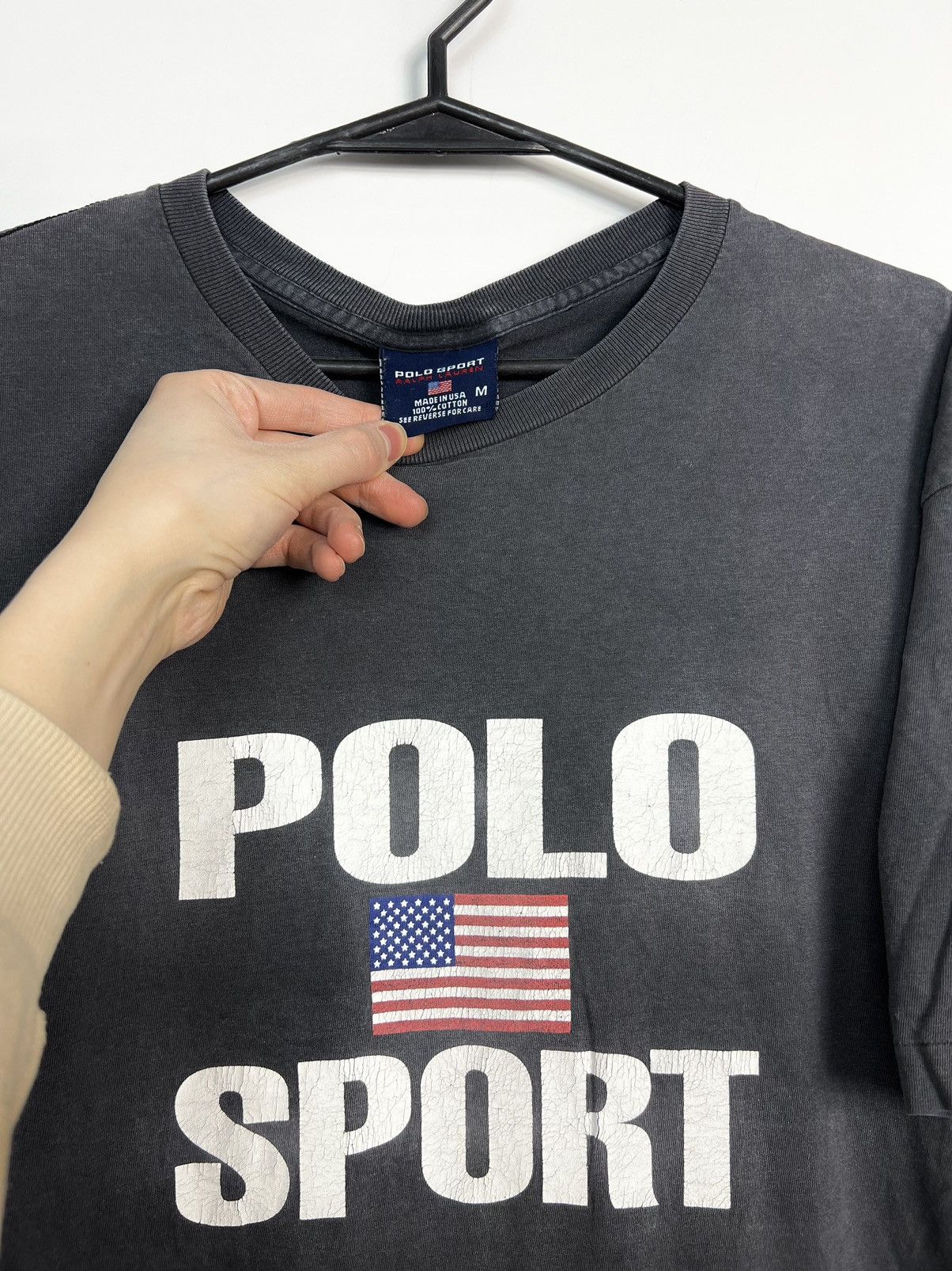 Polo Ralph Lauren × Ralph Lauren × Vintage Tshirt Polo Sport Ralph Lauren USA Flag Vintage 90’s Size US M / EU 48-50 / 2 - 2 Thumbnail