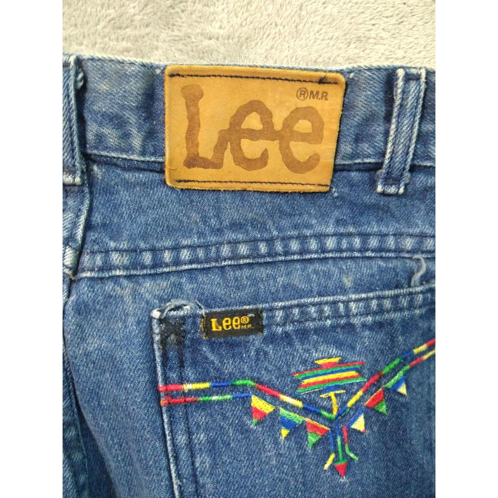 Lee VINTAGE Lee Jeans Womens 10 Blue Denim Talon Aztec Straight Leg High Rise Jeans 90s Womens Size 32" / US 10 / IT 46 - 3 Thumbnail