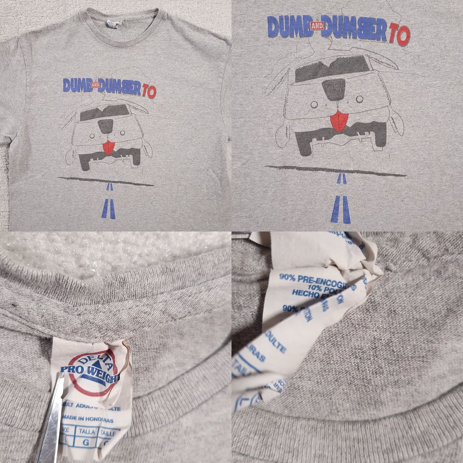 Delta Dumb and Dumber To 2 2014 Movie Promo Shirt Mens L Grey Delta Cotton Blend Crew Neck Short Sleeve T-Shirt Size US L / EU 52-54 / 3 - 8 Thumbnail