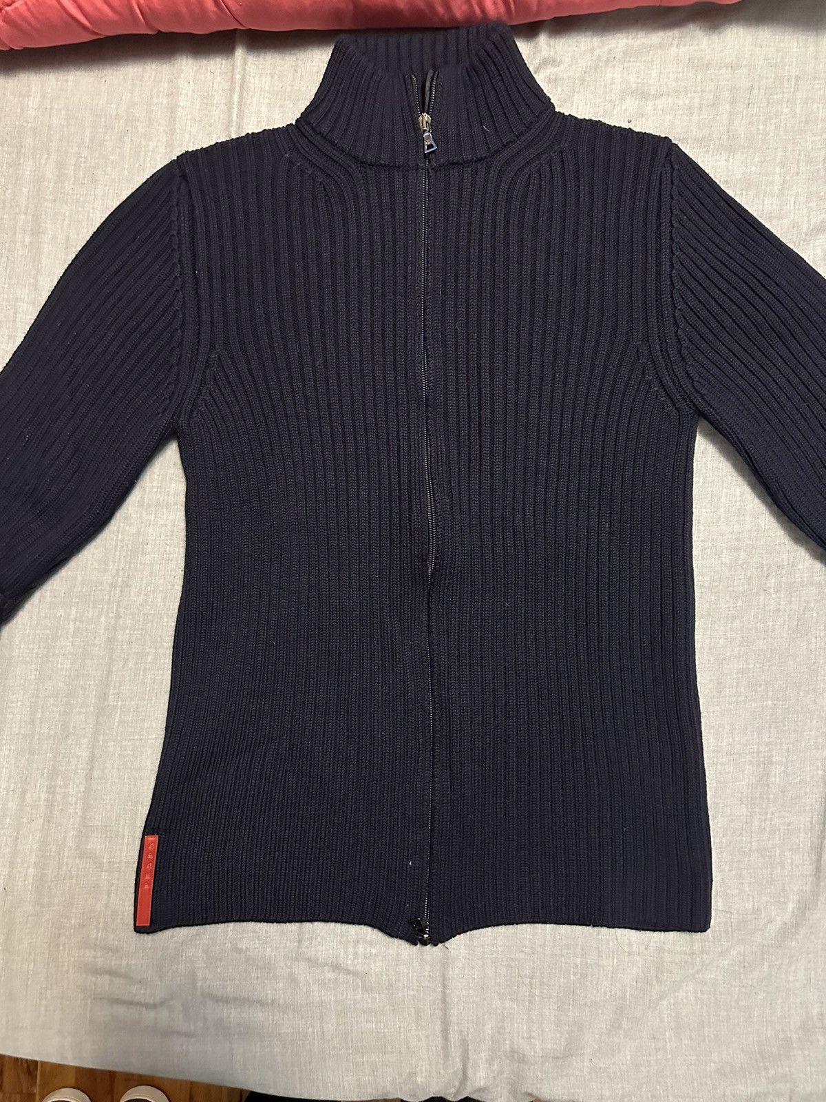 image of Prada Full Zip Cardigan Navy Size 50 Vintage, Men's