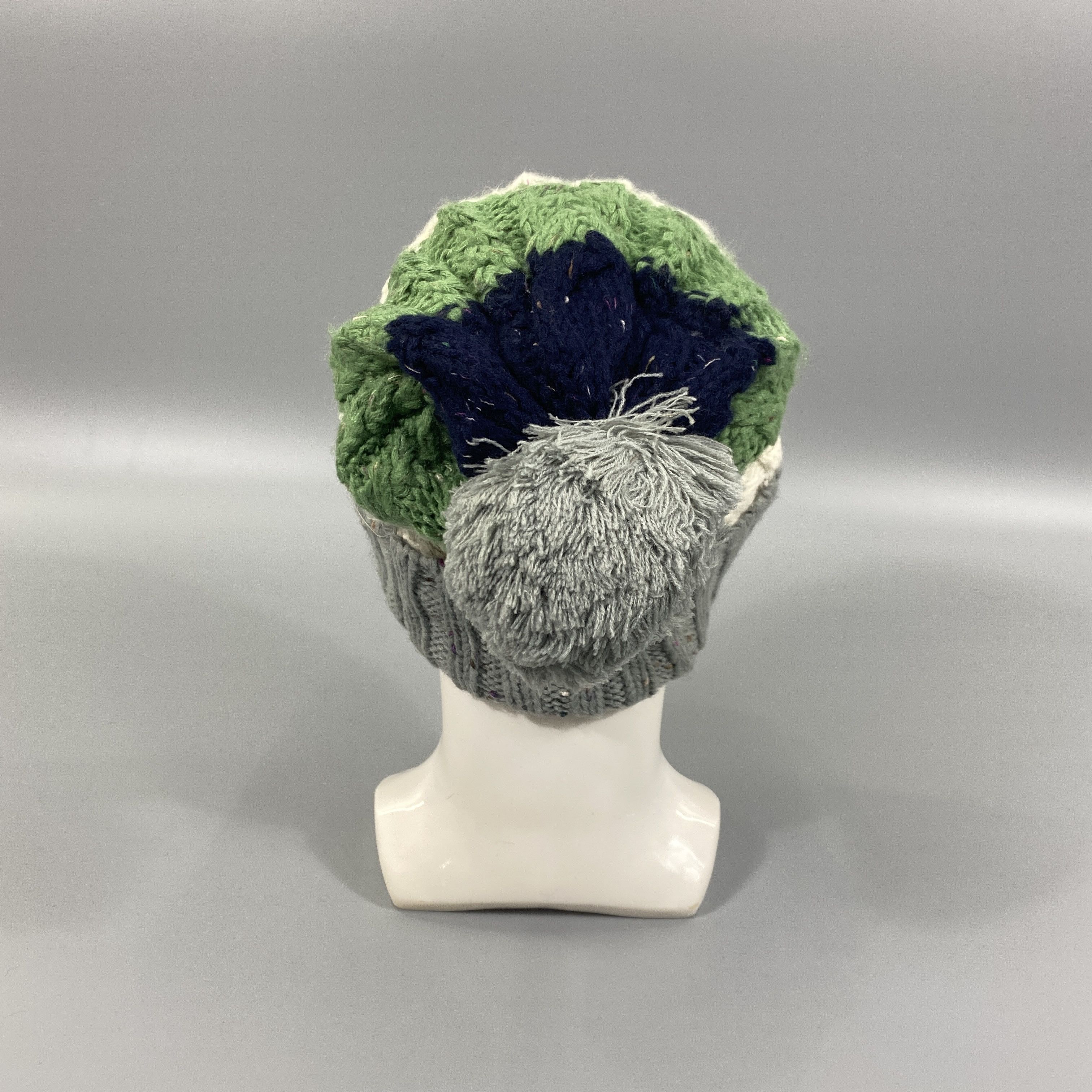 Japanese Brand Three Tone Knit beanie With Pompom -BN772 Size ONE SIZE - 3 Thumbnail