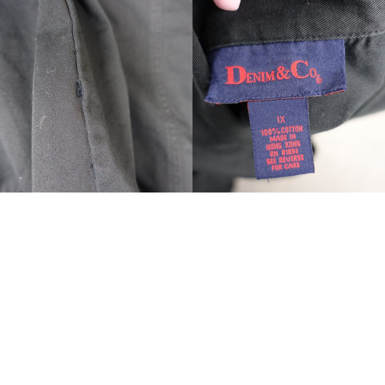 Denim & Co. VINTAGE Denim & Co Coat Womens 1X Black Trench Double Breasted Epaulettes Plus Coat Size XL / US 12-14 / IT 48-50 - 9 Thumbnail