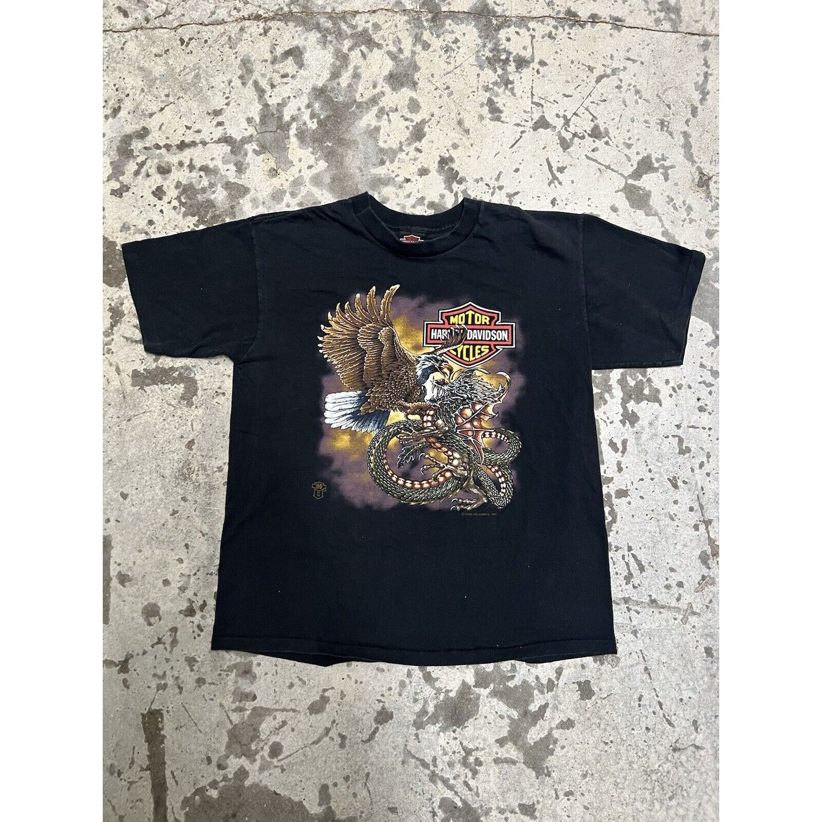 Harley Davidson × Vintage Vintage 1988 80s Harley-Davidson Eagle Snake Battle Shirt Size US L / EU 52-54 / 3 - 1 Thumbnail