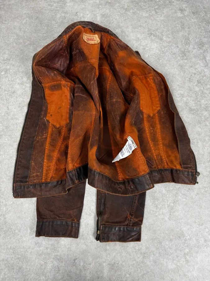 Levi's 1990s Levi’s Biker Waxed Brown Jacket Size US M / EU 48-50 / 2 - 8 Thumbnail