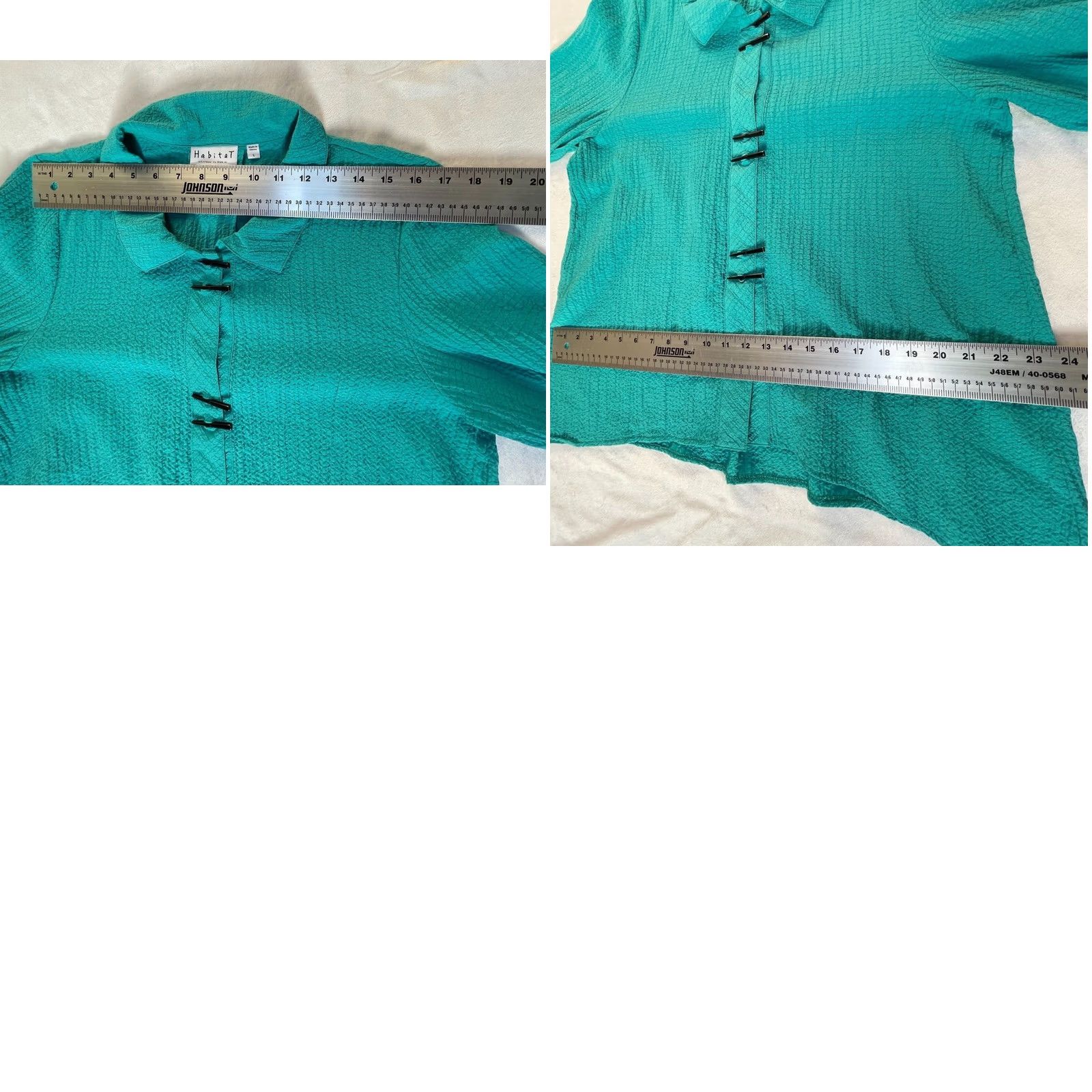 Habitat Habitat Womens Long Sleeve Button-Down Blouse Top Large Turquoise Lightweight Size L / US 10 / IT 46 - 8 Thumbnail