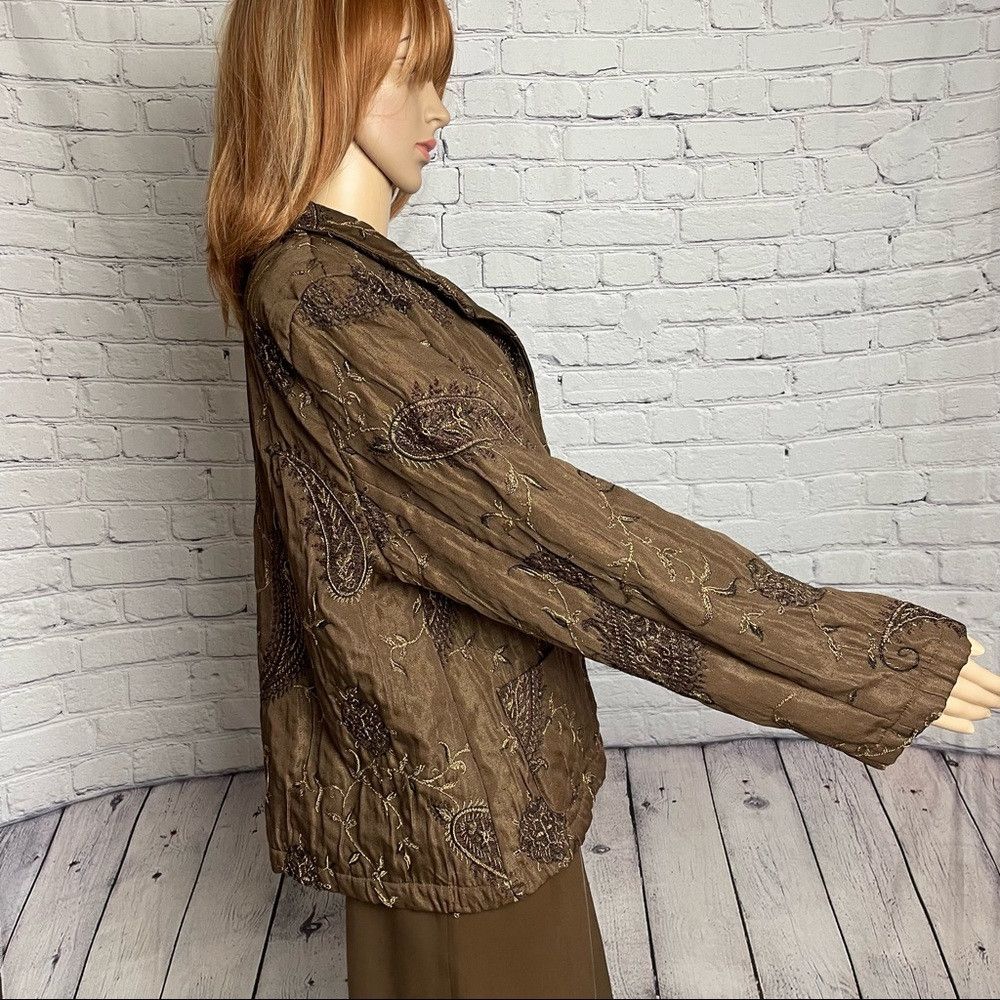 Chicos Chico's Brown Jacquard Embroidered Jacket Size 3 Size XL Size XL / US 12-14 / IT 48-50 - 2 Thumbnail