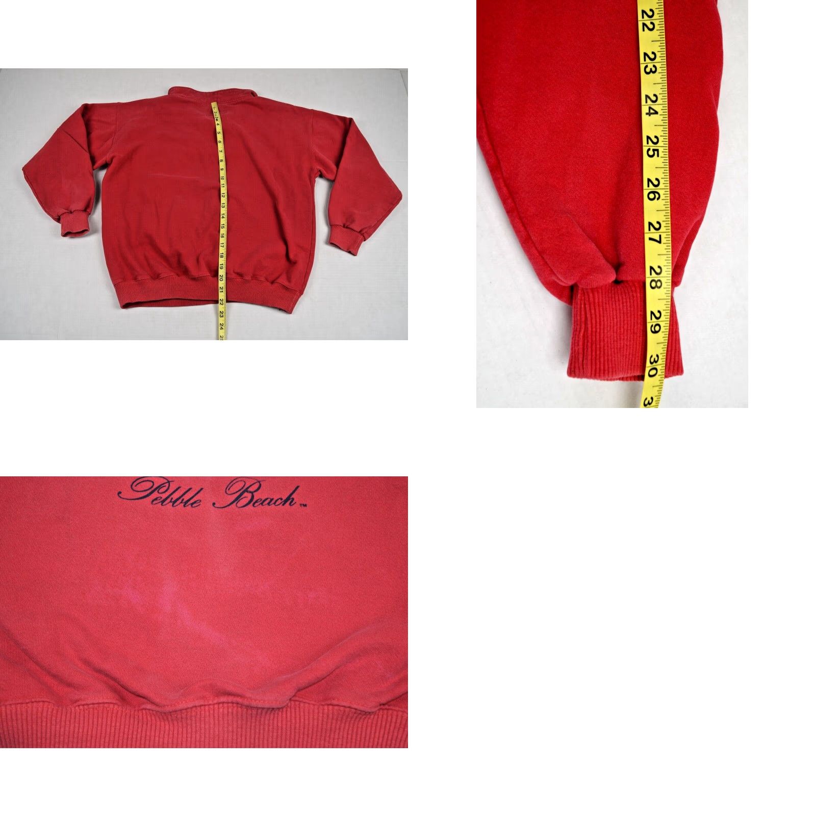 VINTAGE SDI Sweatshirt US Open Pebble Beach 1992 90s Red Blue Trim Cotton M/L 42 Chest Long Sleeve Shirt Mens