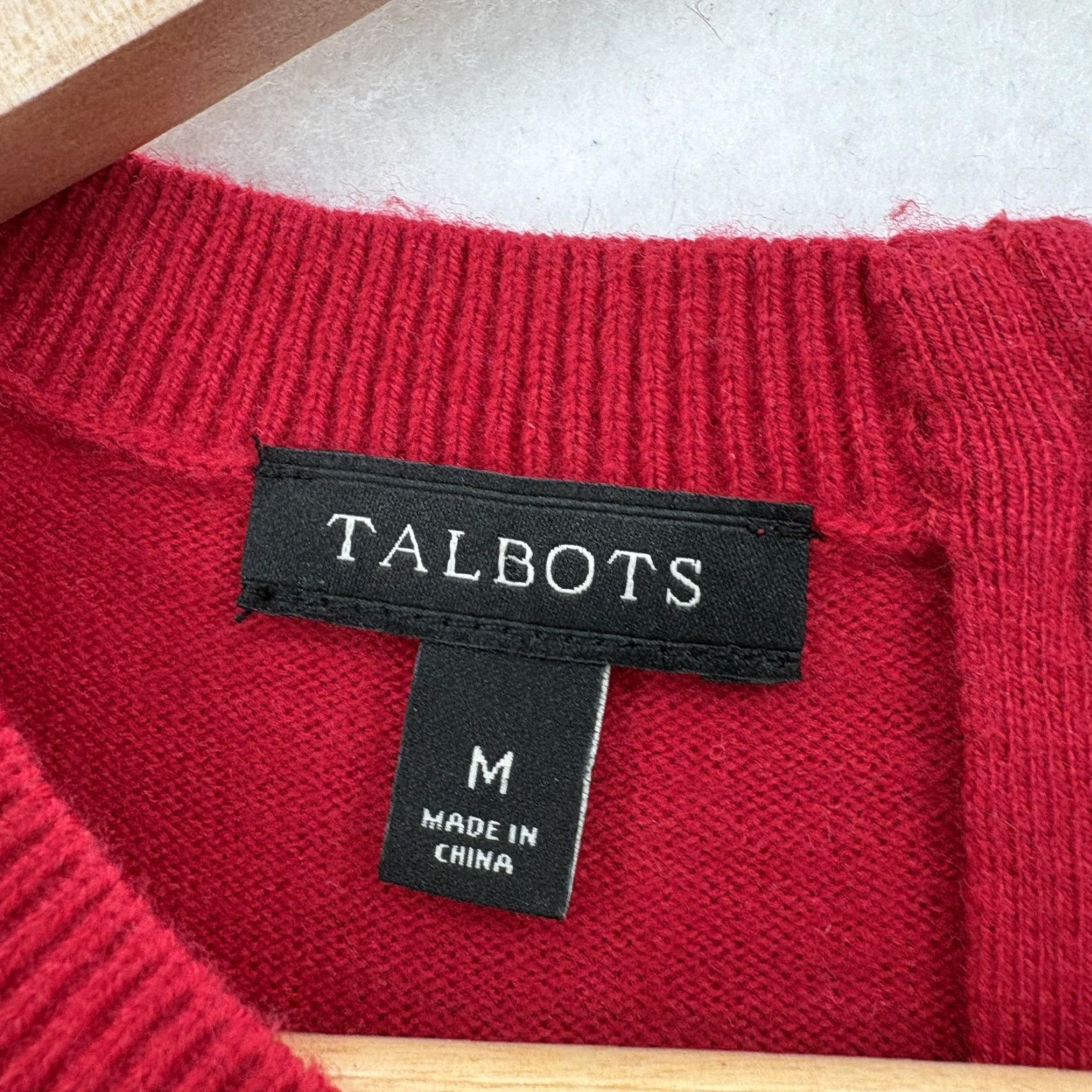 Talbots Talbots Womens Sweater Medium Red Polka Dot Metallic Knit Pullover Lambswool Size M / US 6-8 / IT 42-44 - 4 Thumbnail