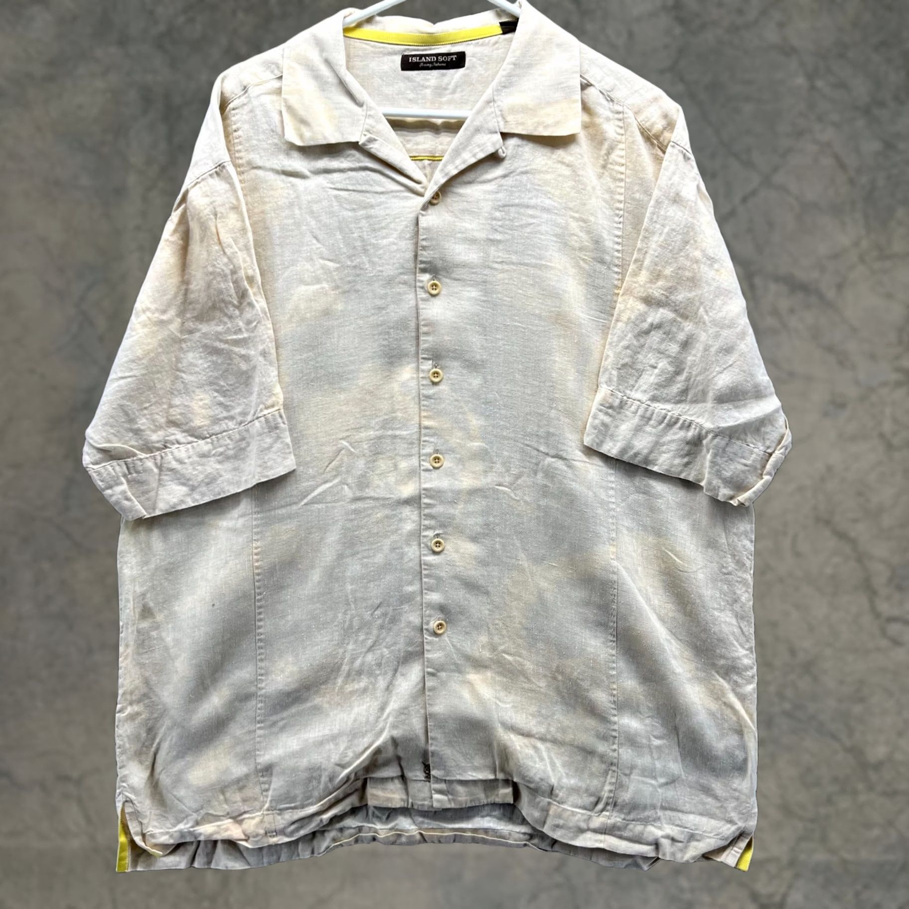 Tommy Bahama VINTAGE Tommy Bahama Shirt Mens XL Yellow Linen Island Silk Preppy Blank Classic Bleach Size US XL / EU 56 / 4 - 1 Thumbnail