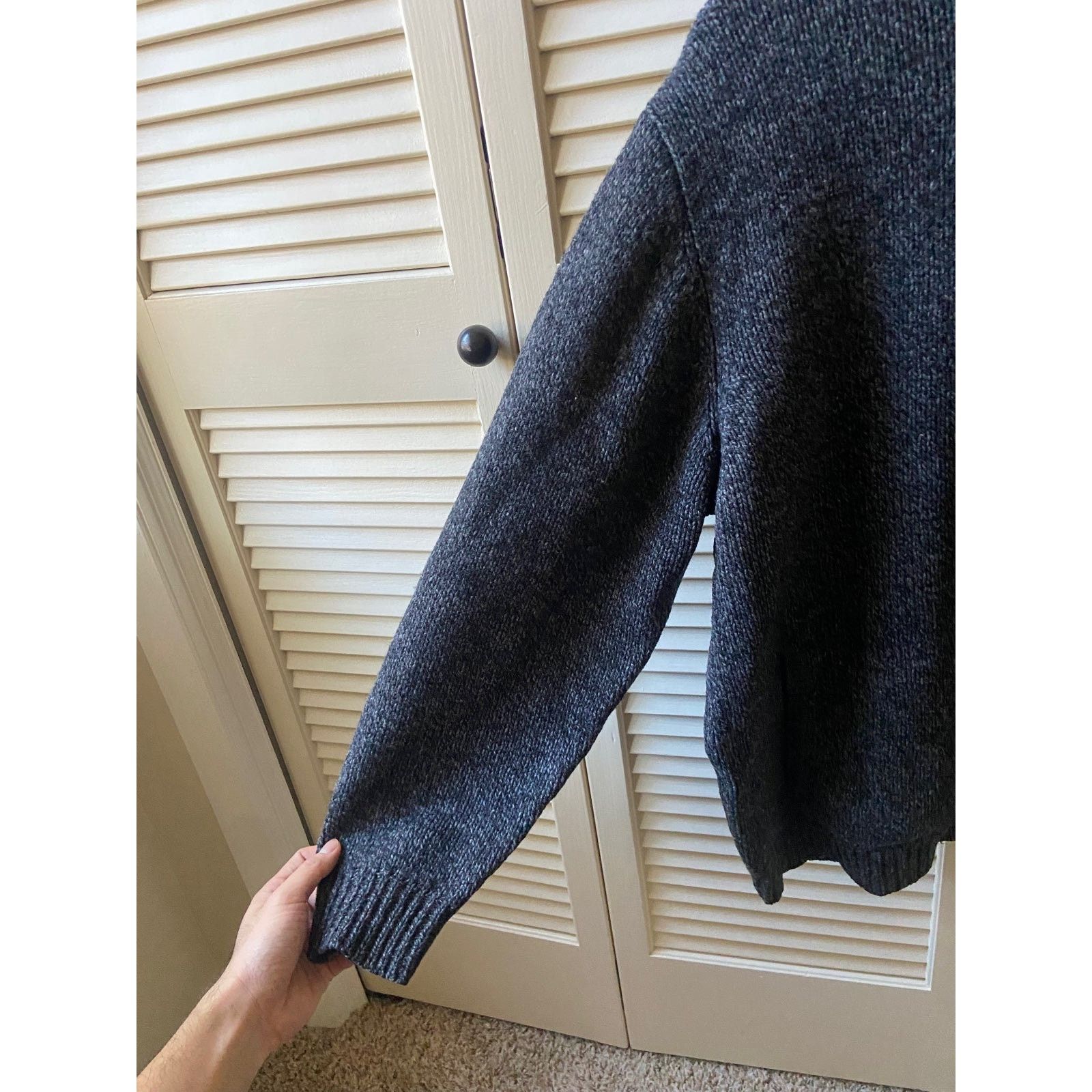 L.L. Bean LL Bean Lambs Wool Zip Grey Knit Sweater Mock Neck Size XL Size US XL / EU 56 / 4 - 4 Thumbnail