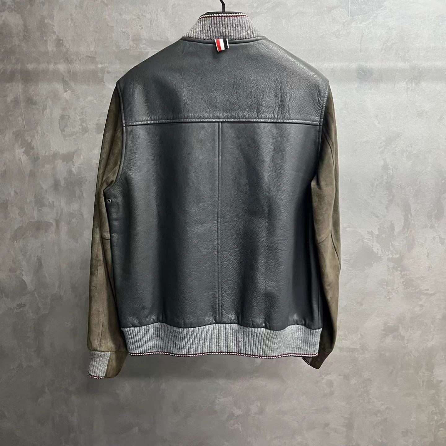 Thom Browne Thom Browne Color Blocked Leather Stand Collar Zip Size US L / EU 52-54 / 3 - 2 Thumbnail