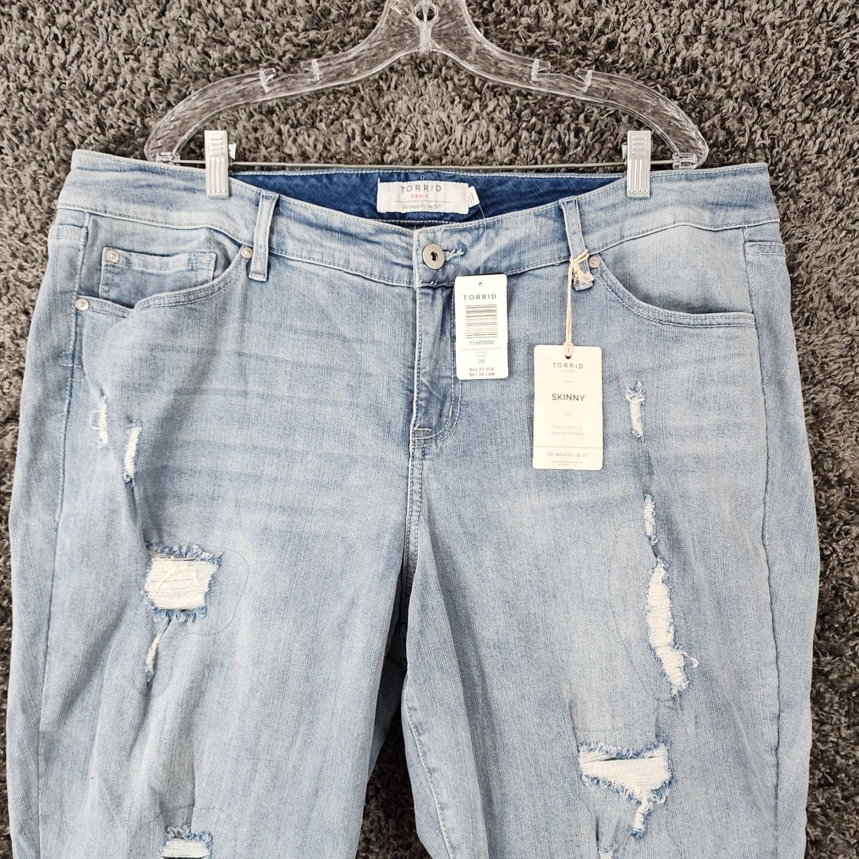 Torrid VINTAGE Torrid Plus Size 20 Distressed Crop Skinny Jeans Blue Womens Size 42" / US 20 - 2 Thumbnail