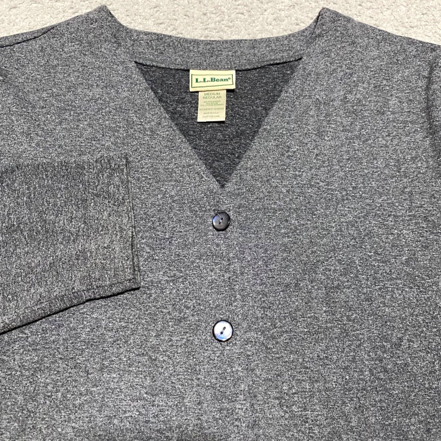 Vintage L.L. Bean Womens Cardigan Sweater Solid Gray V-Neck Button Up Lightweight Regular Size M Size M / US 6-8 / IT 42-44 - 5 Thumbnail