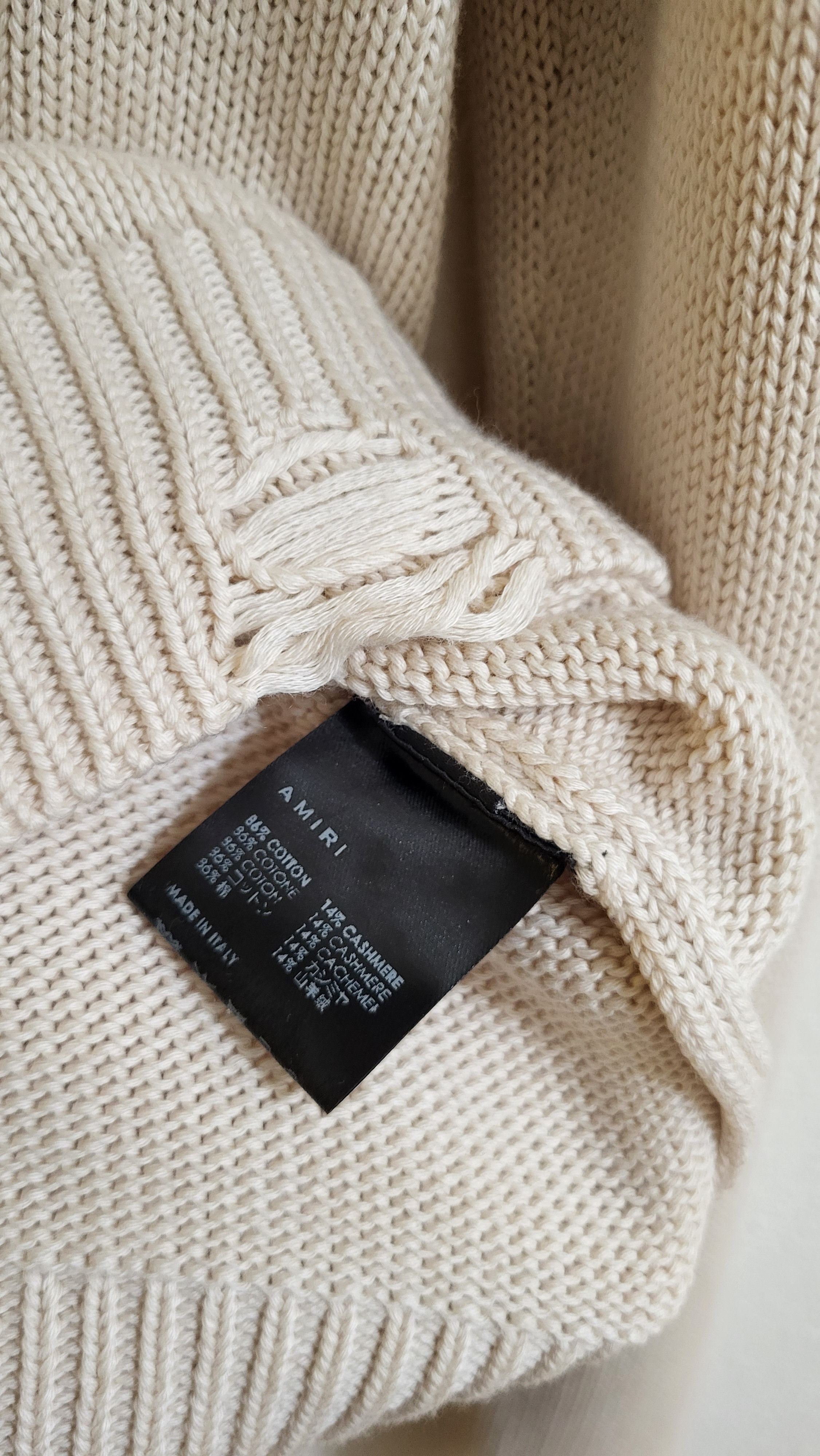 Amiri Cream Alabaster Eyelash Intarsia Knit Logo Sweater Size US M / EU 48-50 / 2 - 6 Thumbnail