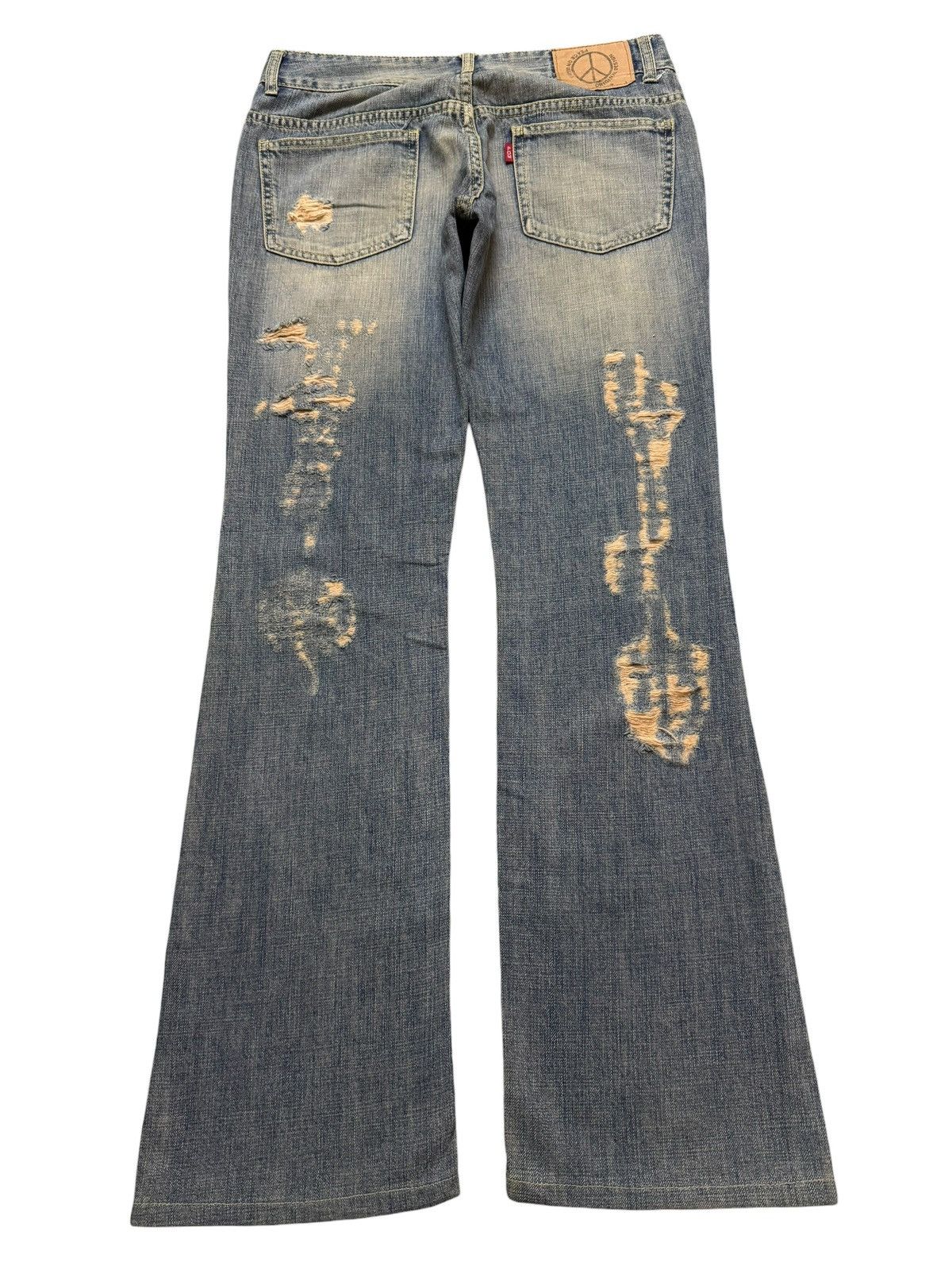 Hysteric Glamour Vintage Y2K Japanese Brand Faded Wash Ripped Wide Leg Flare Size 30" / US 8 / IT 44 - 2 Thumbnail