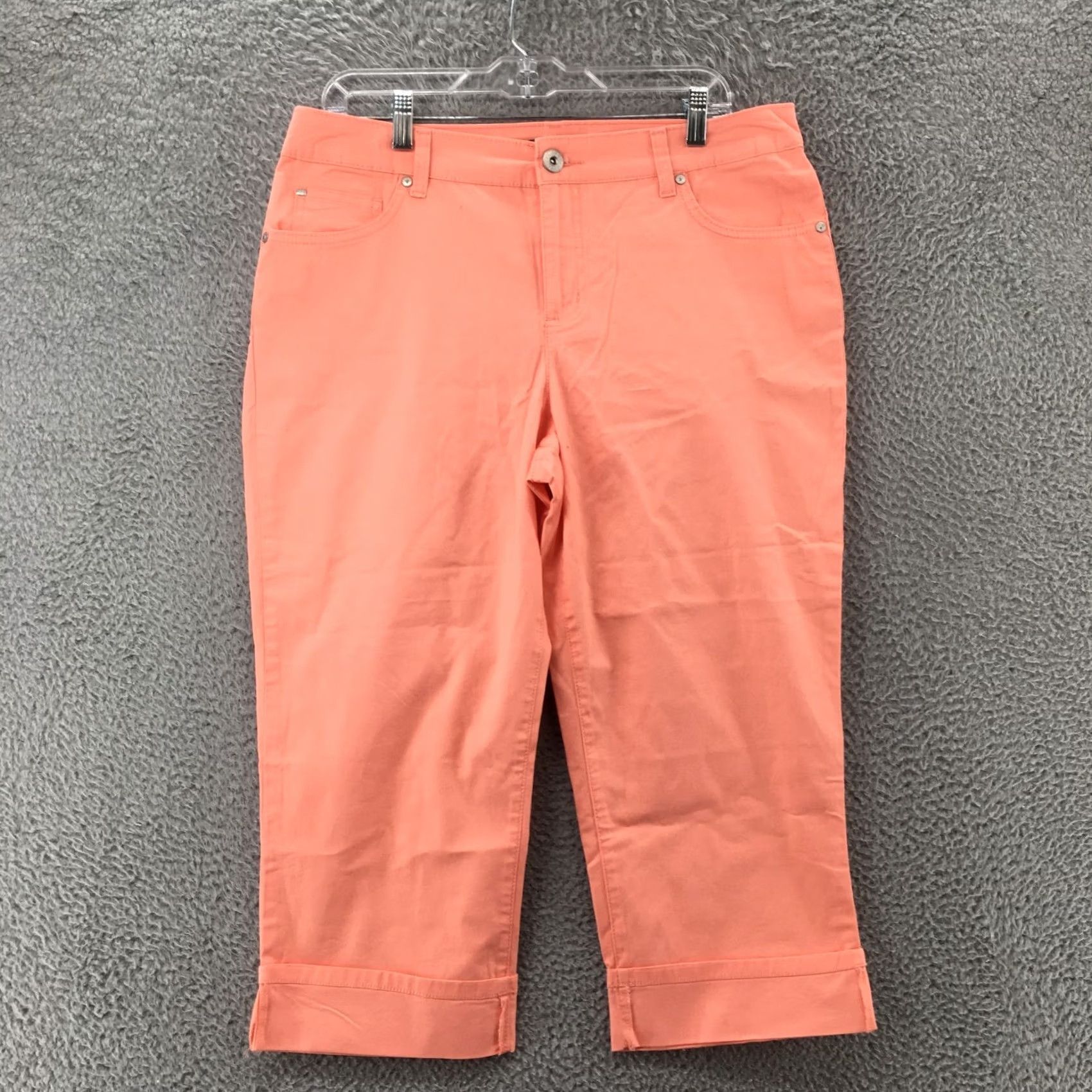 Vintage Bandolino Mandie Capri Pants Womens 12 Pink 5 Pockets Zip Fly Rise 11 Inseam 21 Cotton Blend Classic Modern Straight Leg Womens Size 34" / US 12 / IT 48 - 2 Thumbnail