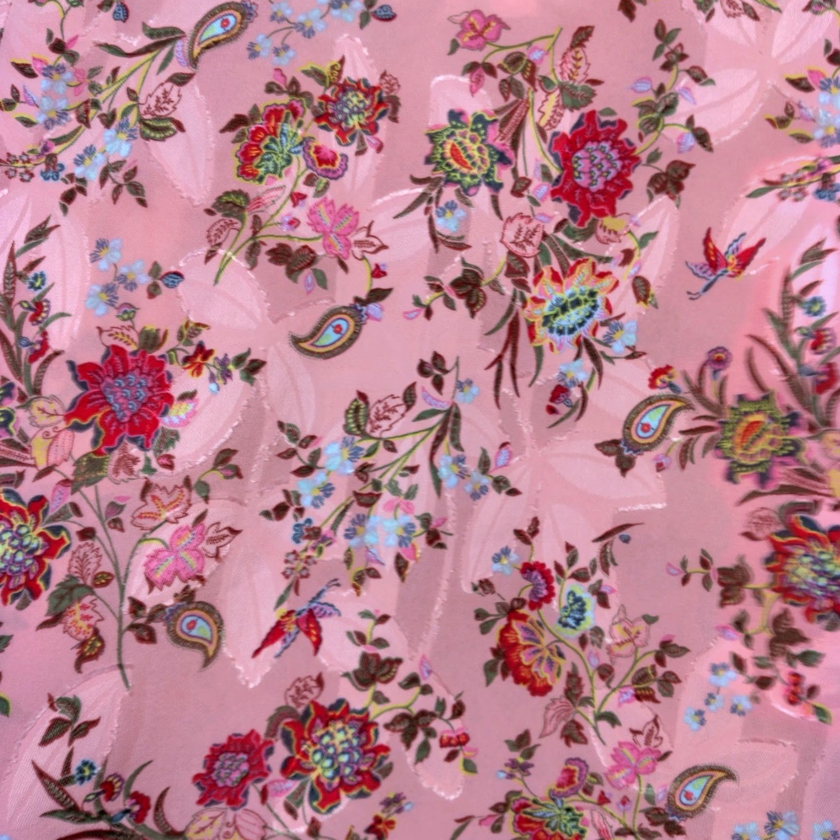 Loft Loft Blouse Shirt XXS Petite Pink Floral Long Balloon Sleeve Semi Sheer Textured Size XXS / US 00 / IT 34 - 7 Thumbnail