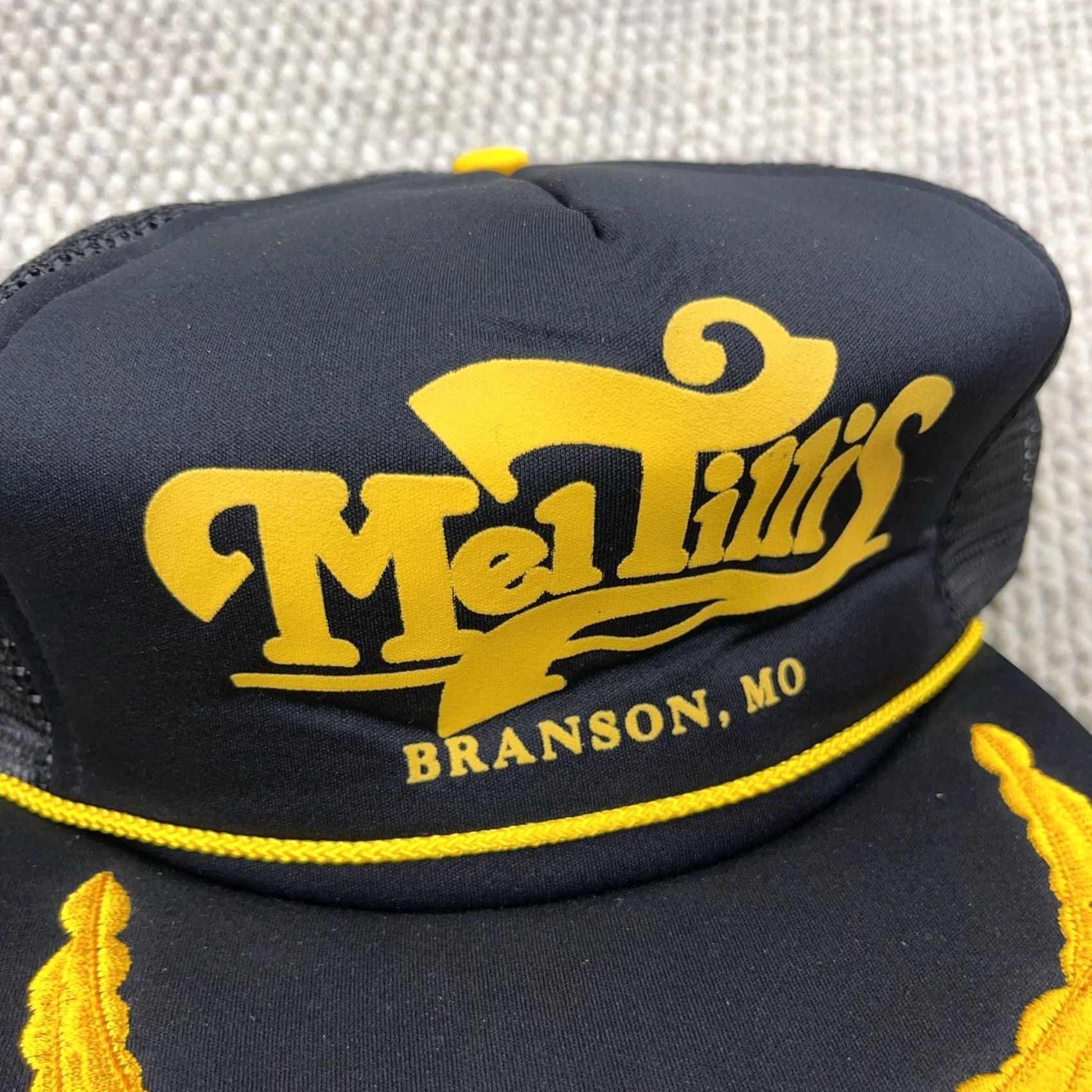 Vintage VINTAGE Mel Tillis Trucker Hat Cap Snapback Black Yellow Country Music Band Leaf Size ONE SIZE - 2 Thumbnail