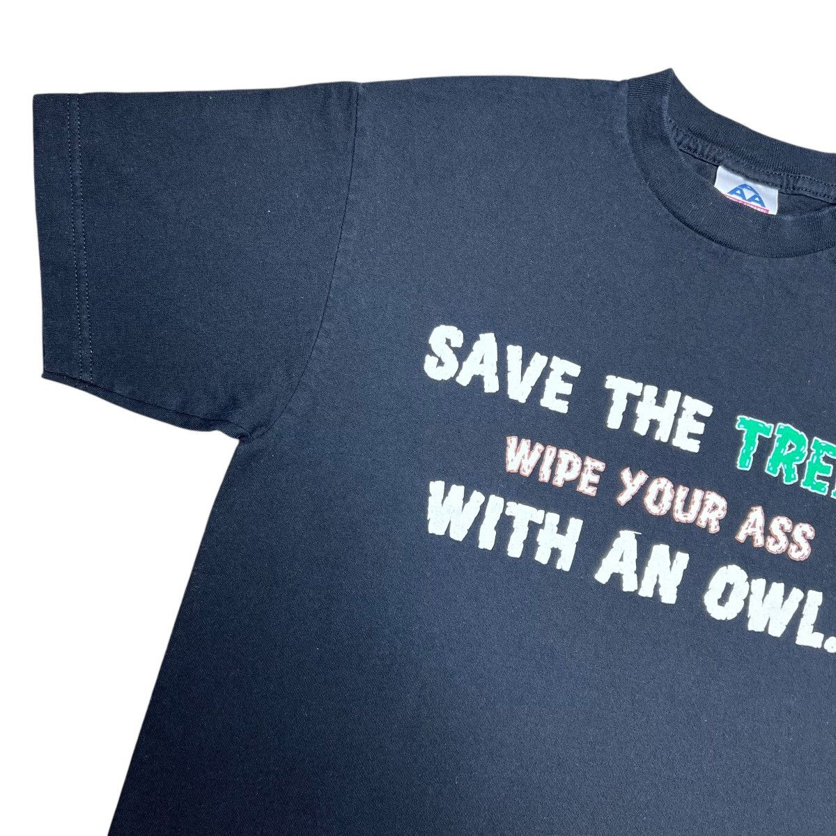 Vintage 2000s Save The Trees Wipe Your Ass With An Owl Nature Tee Size US M / EU 48-50 / 2 - 4 Thumbnail